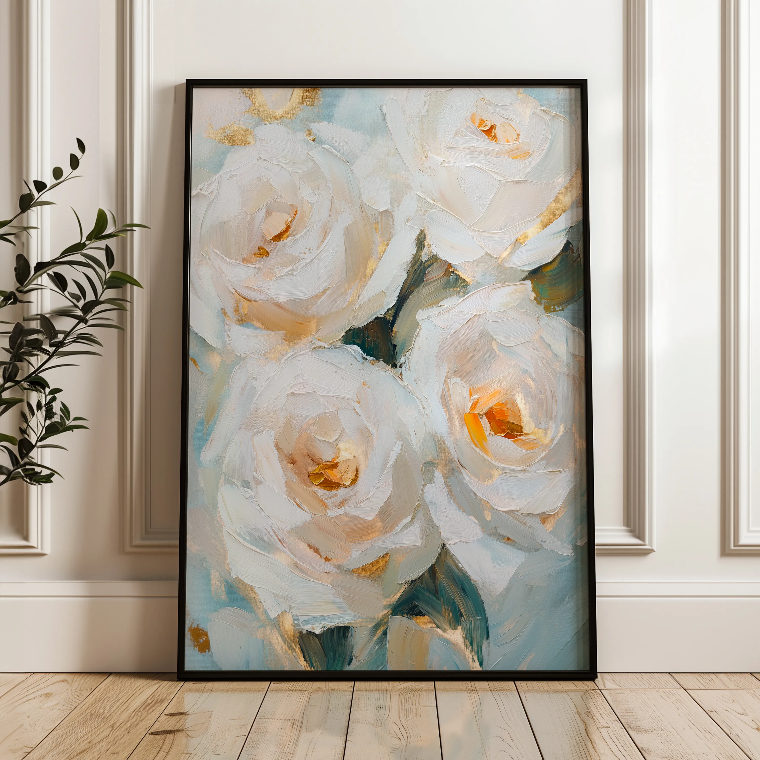 Floral 1416 Canvas Art 18" x 24" / 45 x 60 cm / Black