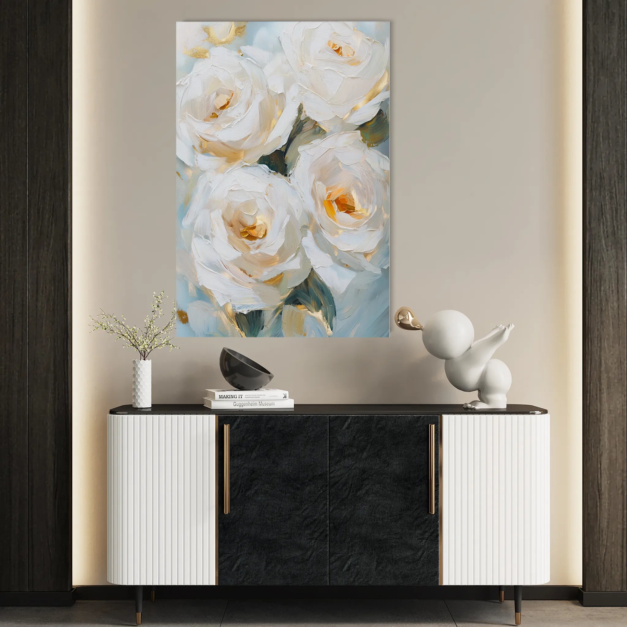 Floral 1416 Canvas Art 18" x 24" / 45 x 60 cm / Black