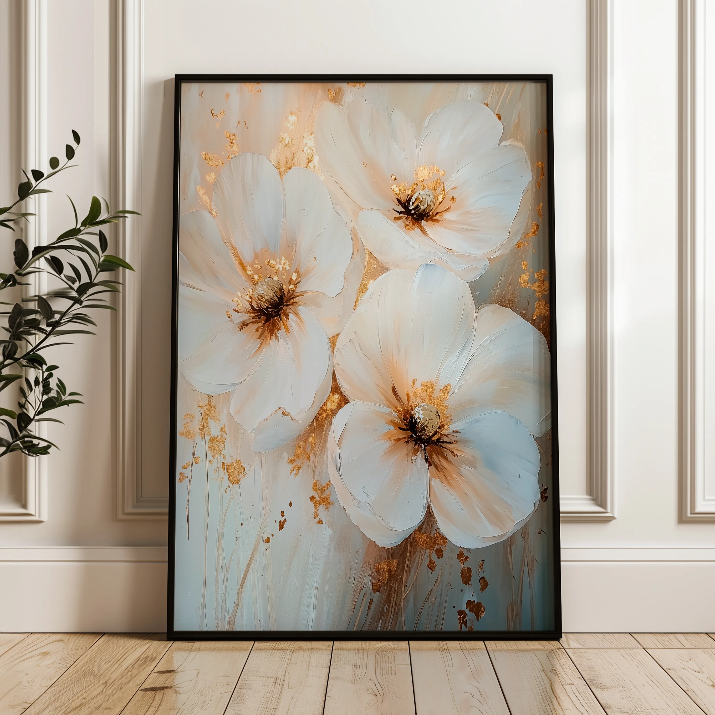 Floral 1417 Canvas Art 18" x 24" / 45 x 60 cm / Black