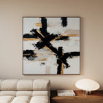 Abstract 1418 Canvas Art 16" x 16" / 40 x 40 cm / Black