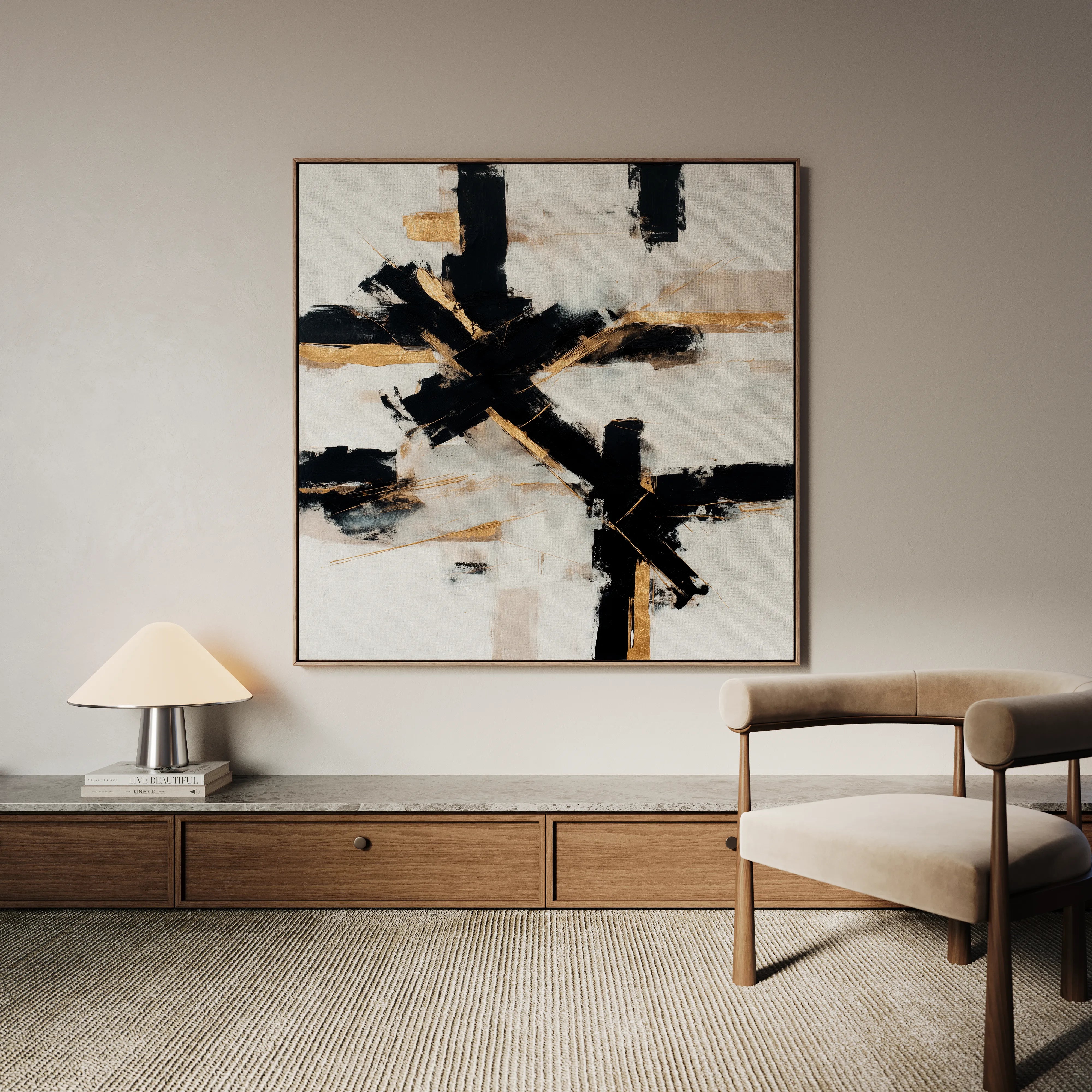 Abstract 1418 Canvas Art 16" x 16" / 40 x 40 cm / Black