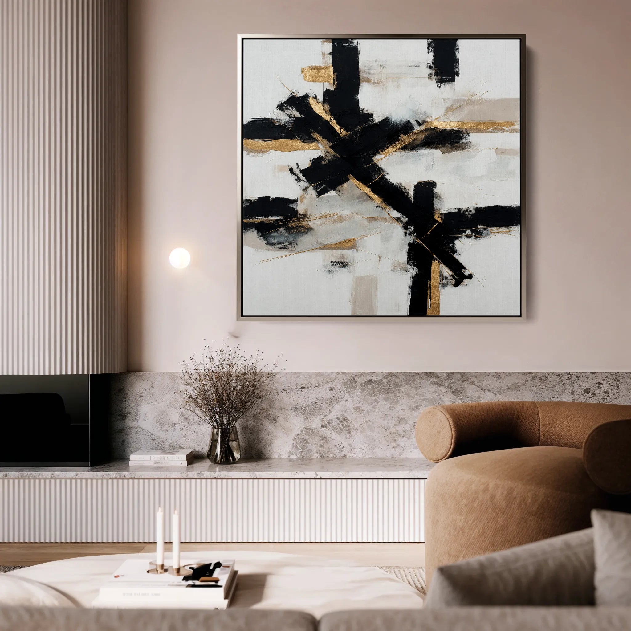 Abstract 1418 Canvas Art 16" x 16" / 40 x 40 cm / Black