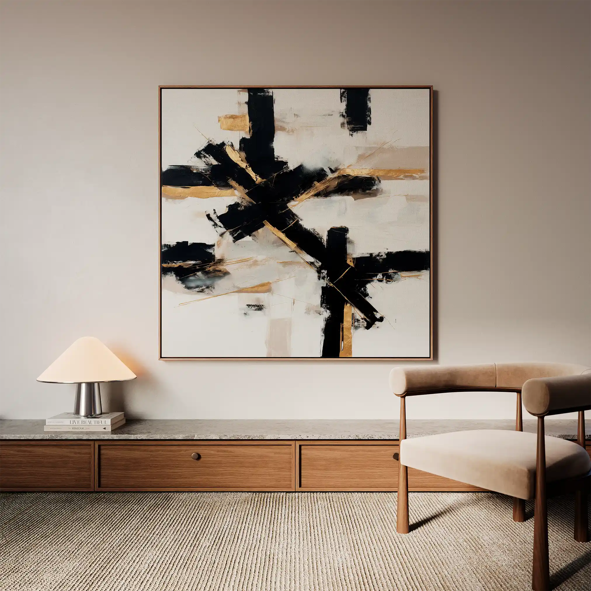 Abstract 1418 Canvas Art 60 x 60 cm / Black