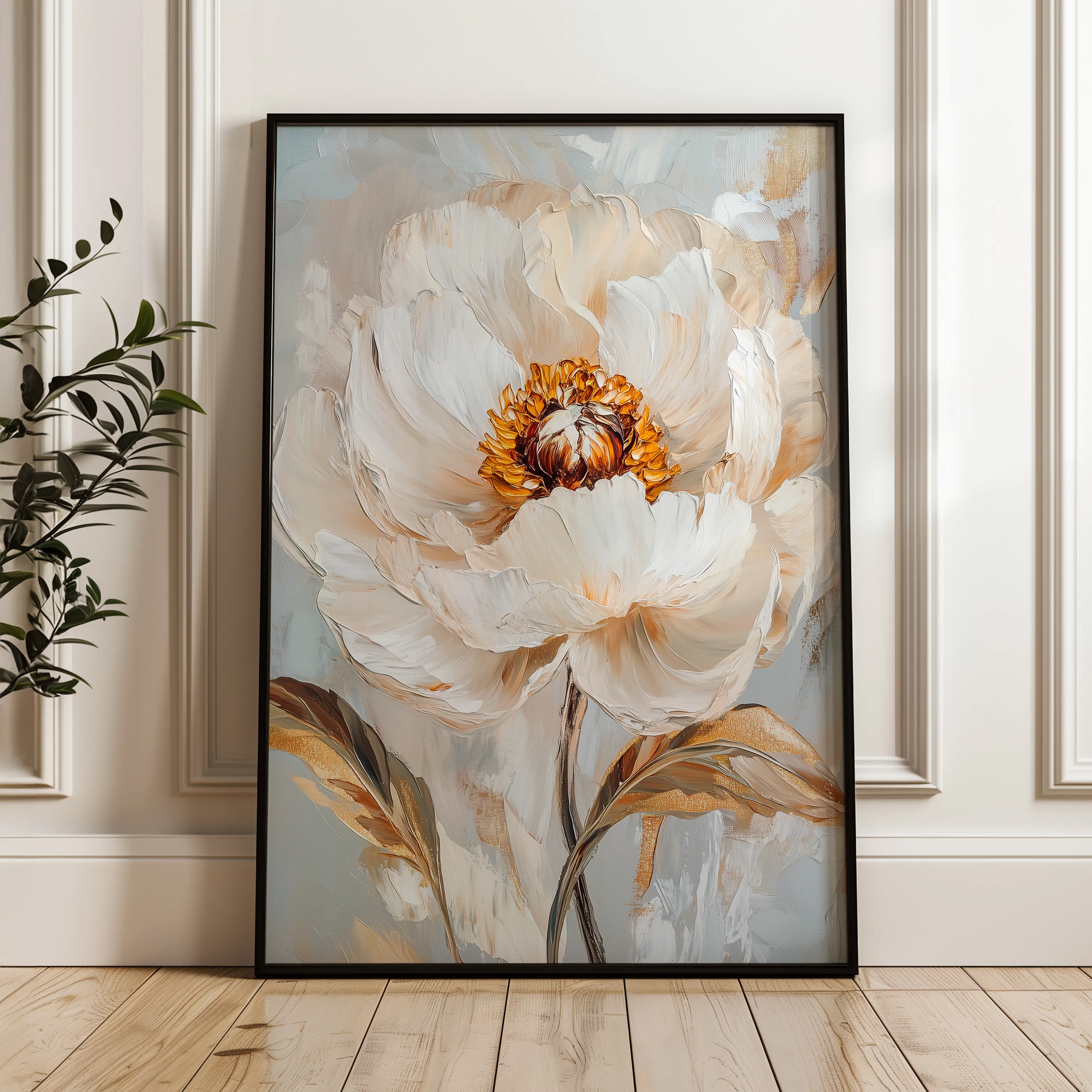 Floral 1418 Canvas Art 18" x 24" / 45 x 60 cm / Black