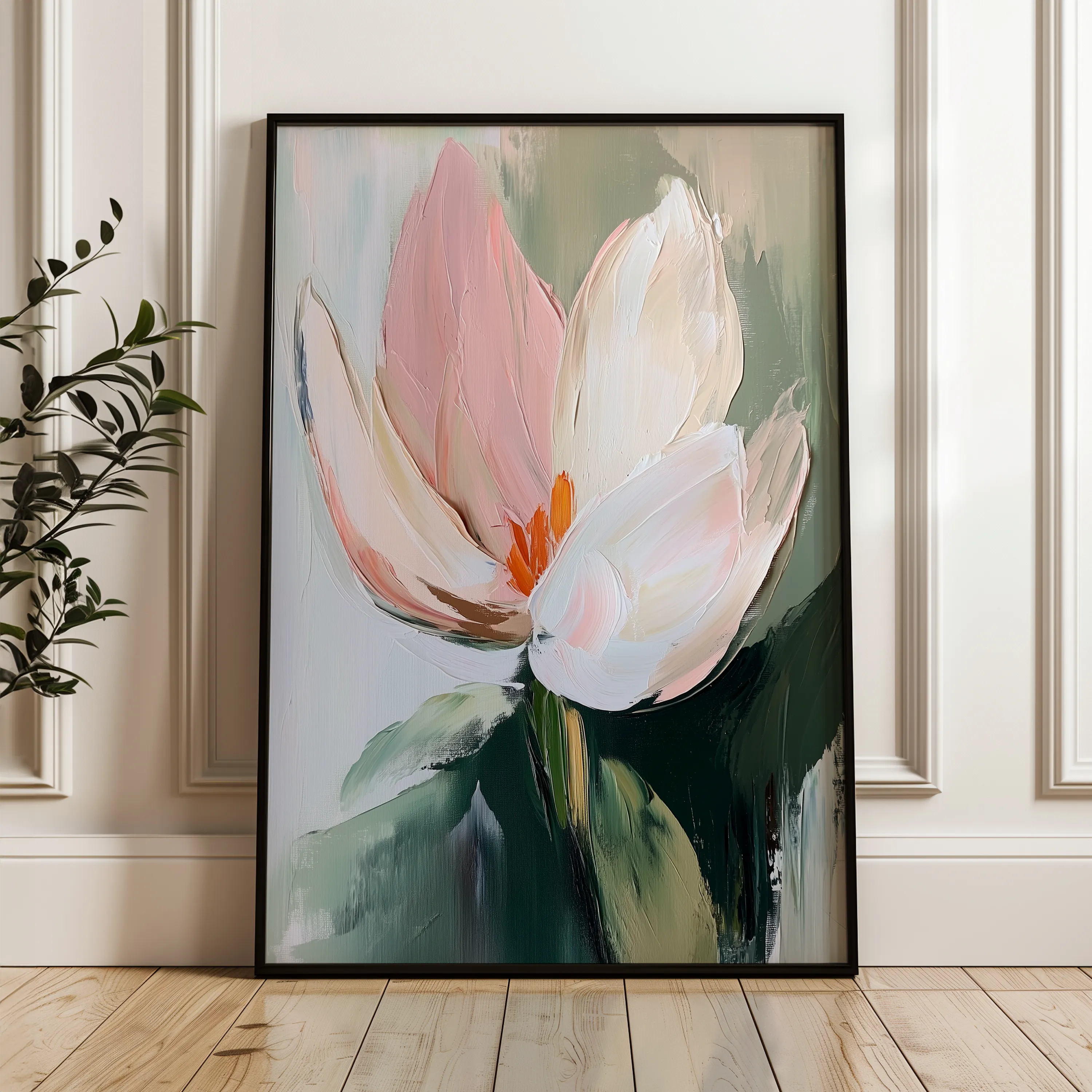 Floral 1419 Canvas Art 18" x 24" / 45 x 60 cm / Black