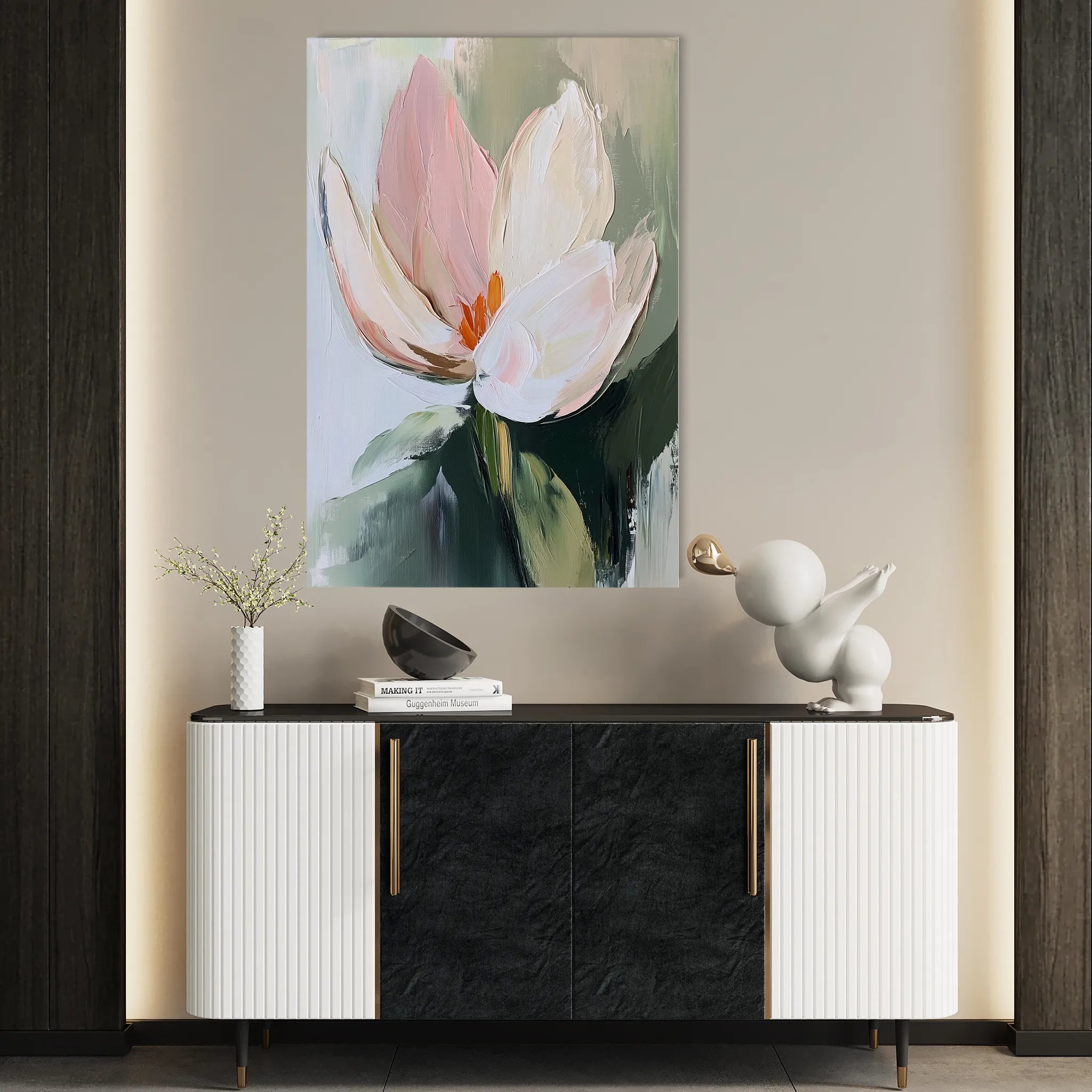 Floral 1419 Canvas Art 18" x 24" / 45 x 60 cm / Black