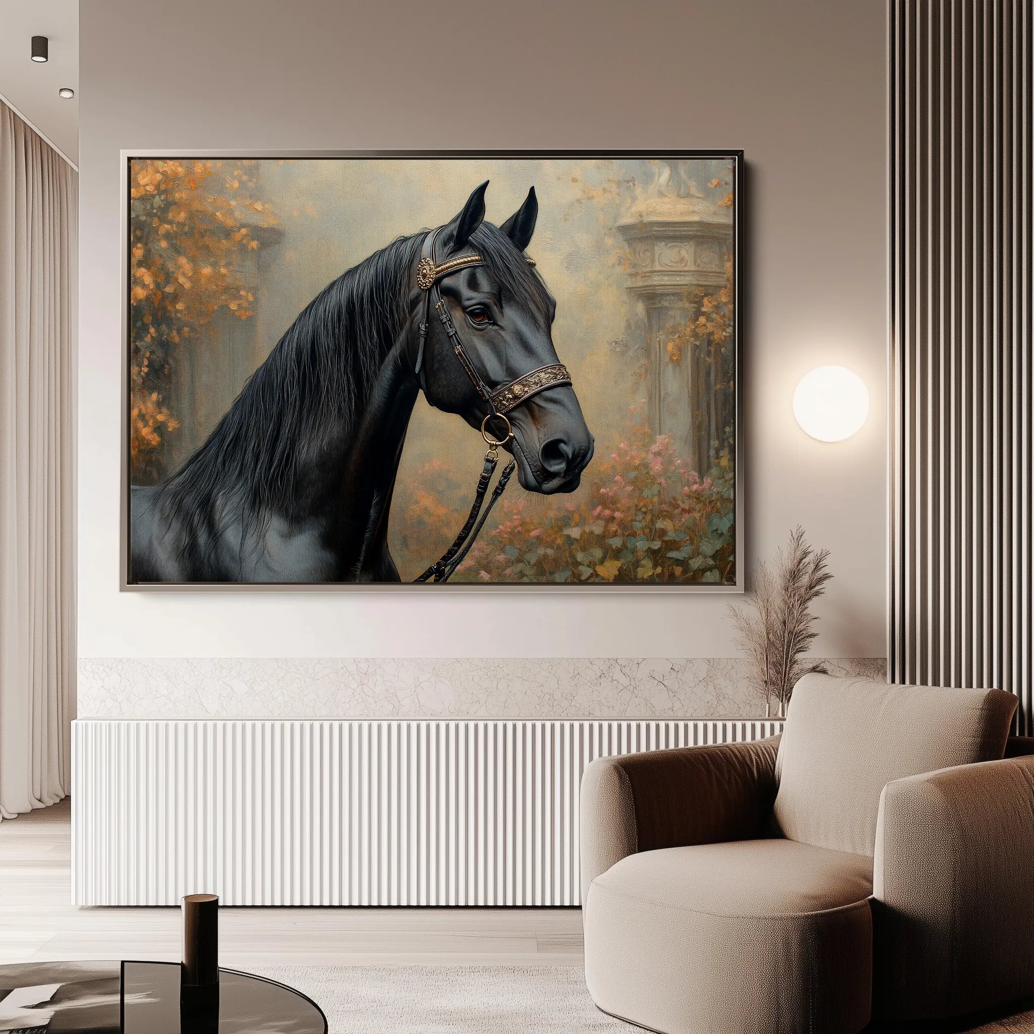 Horses 142 Canvas Art 18" x 24" / 45 x 60 cm / Black