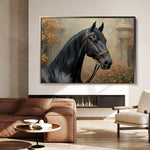 Horses 142 Canvas Art 18" x 24" / 45 x 60 cm / Black