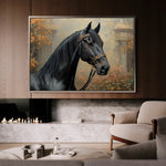Horses 142 Canvas Art 18" x 24" / 45 x 60 cm / Black