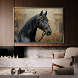 Horses 142 Canvas Art 18" x 24" / 45 x 60 cm / Black