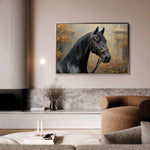 Horses 142 Canvas Art 18" x 24" / 45 x 60 cm / Black