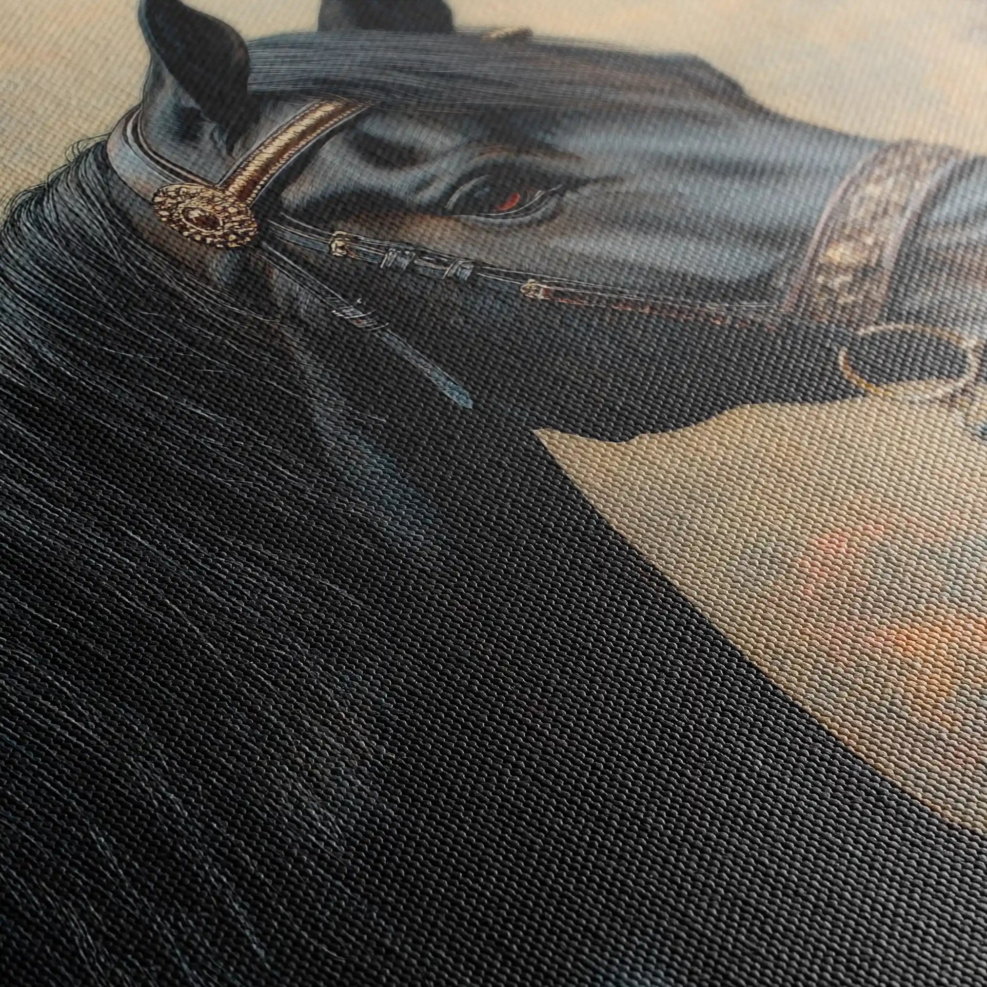 Horses 142 Canvas Art 60 x 40 cm / Black