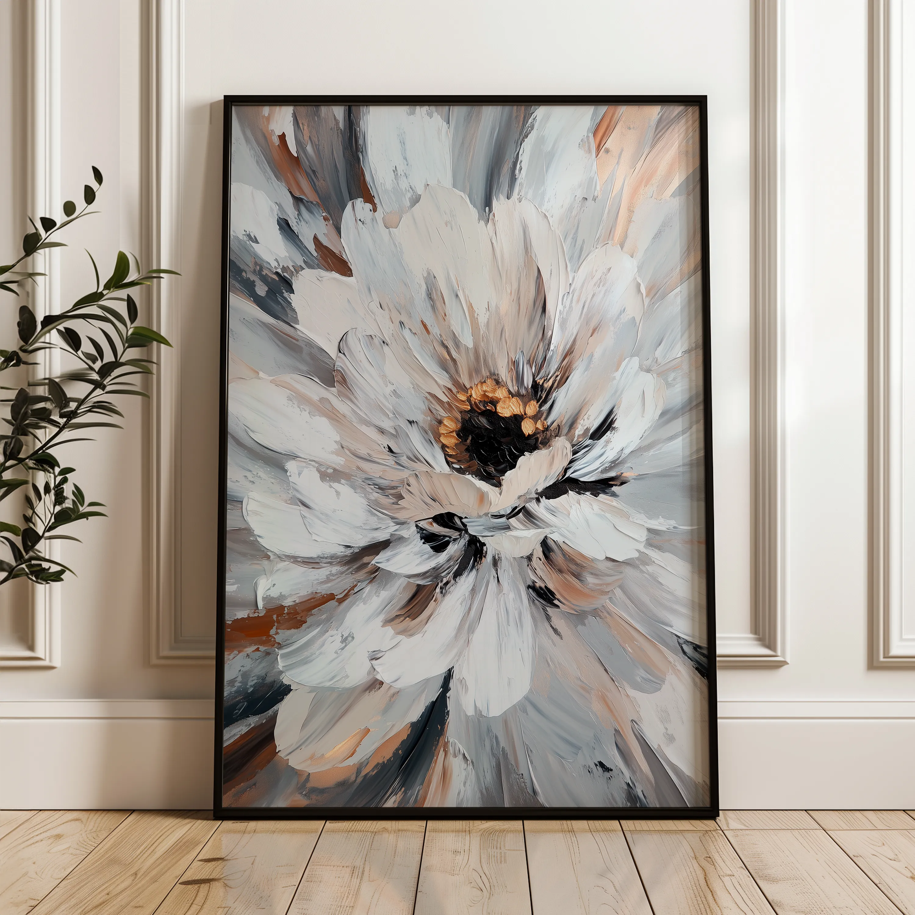 Floral 1420 Canvas Art 18" x 24" / 45 x 60 cm / Black