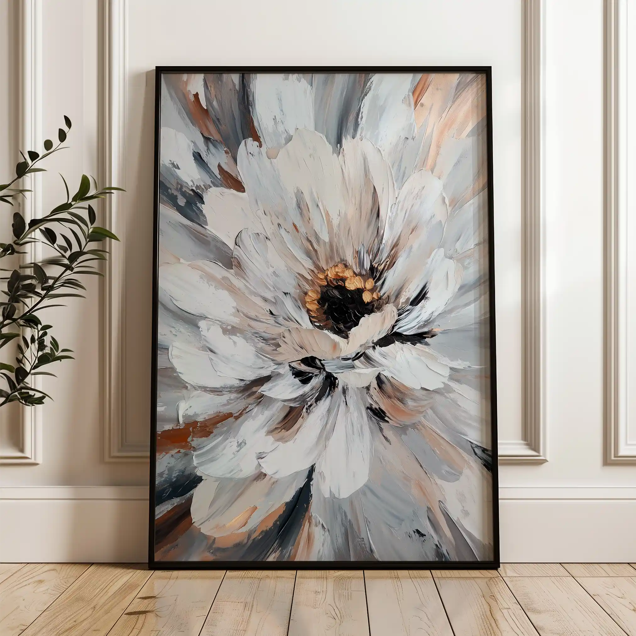 Floral 1420 Canvas Art 60 x 40 cm / Black