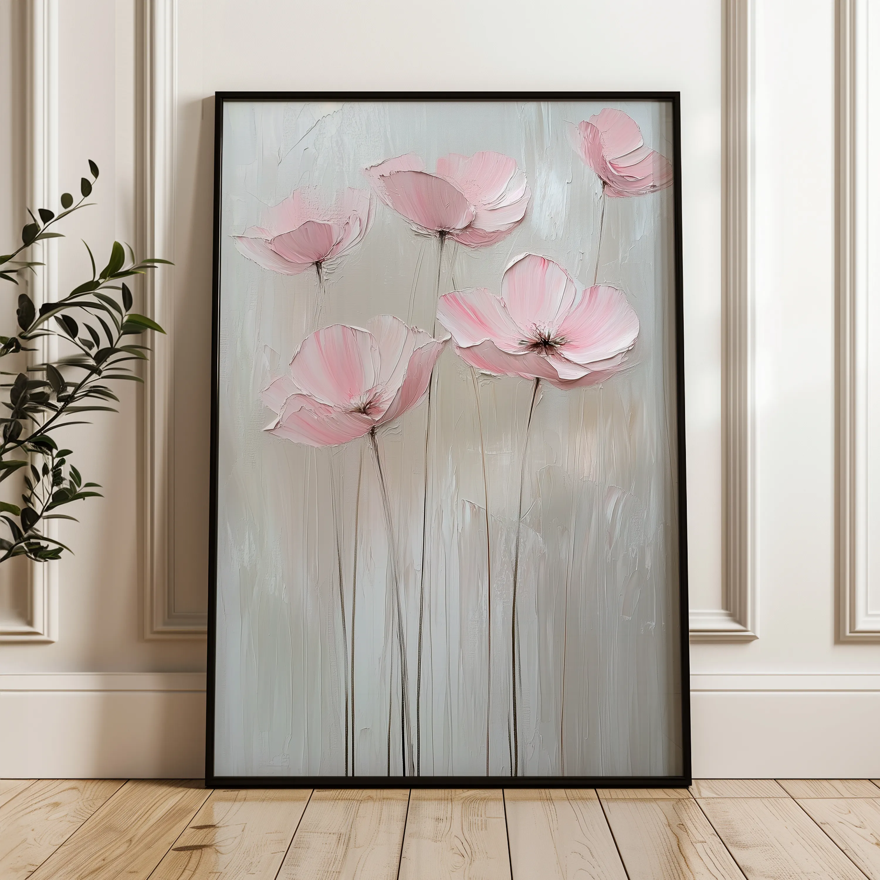 Floral 1422 Canvas Art 18" x 24" / 45 x 60 cm / Black