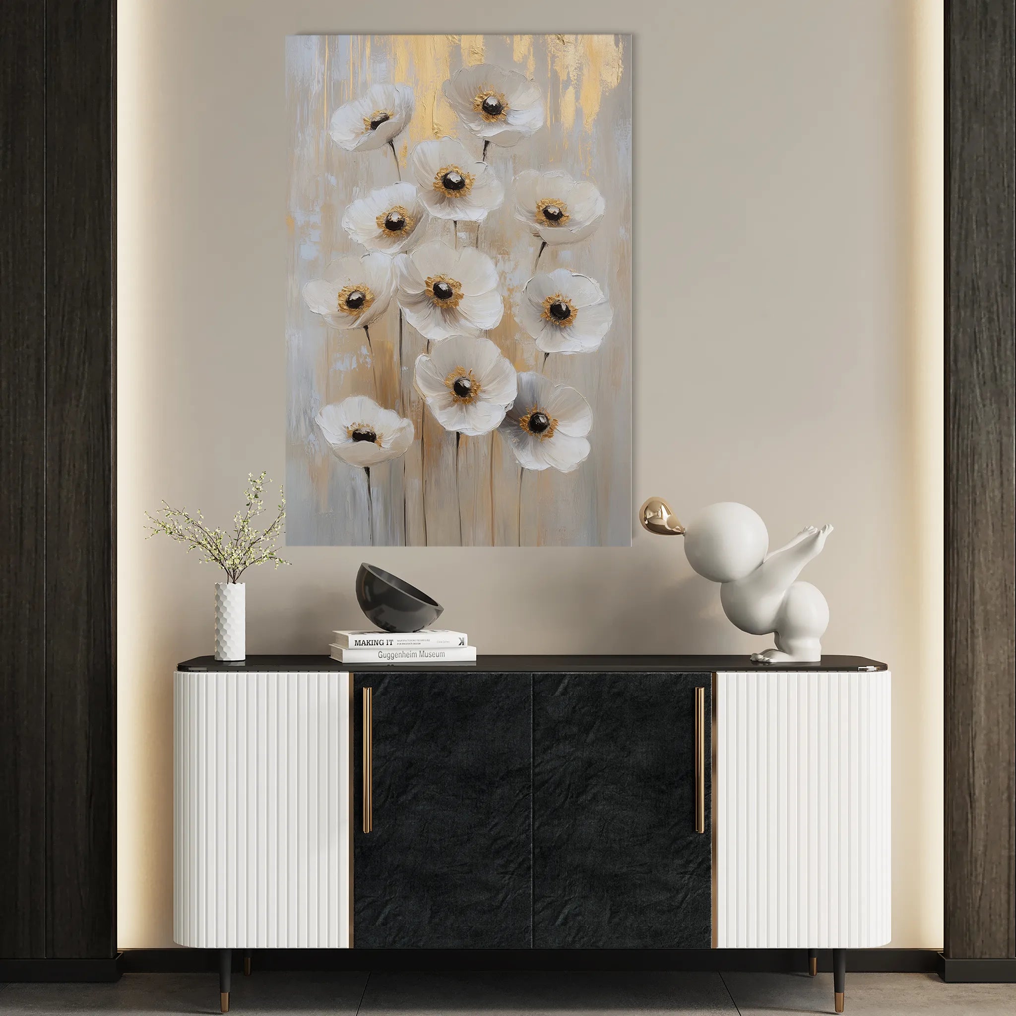 Floral 1423 Canvas Art 18" x 24" / 45 x 60 cm / Black