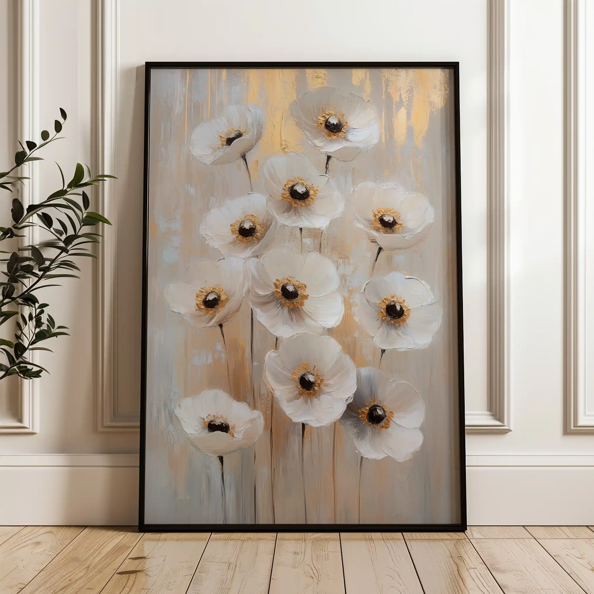 Floral 1423 Canvas Art 60 x 40 cm / Black