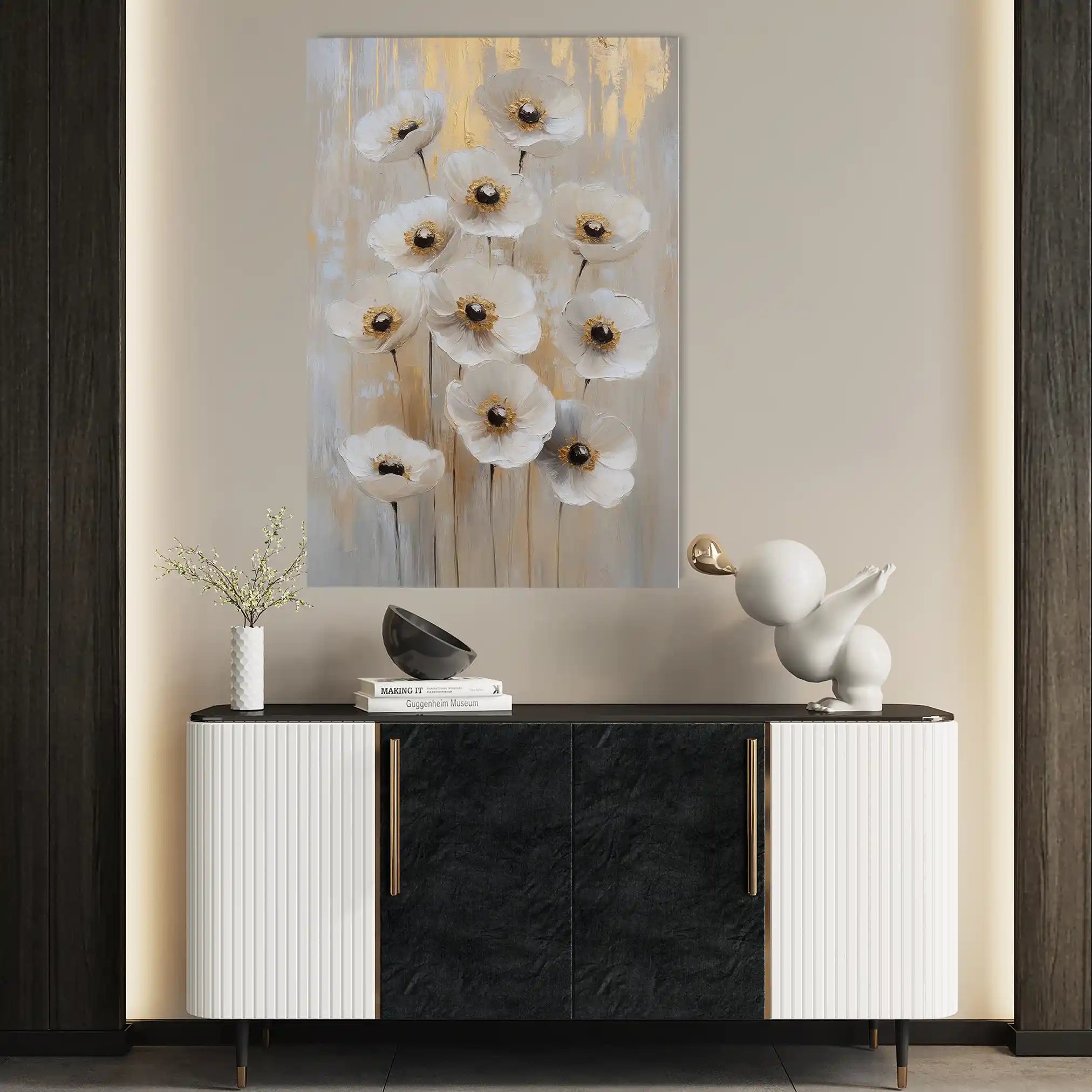 Floral 1423 Canvas Art 60 x 40 cm / Black