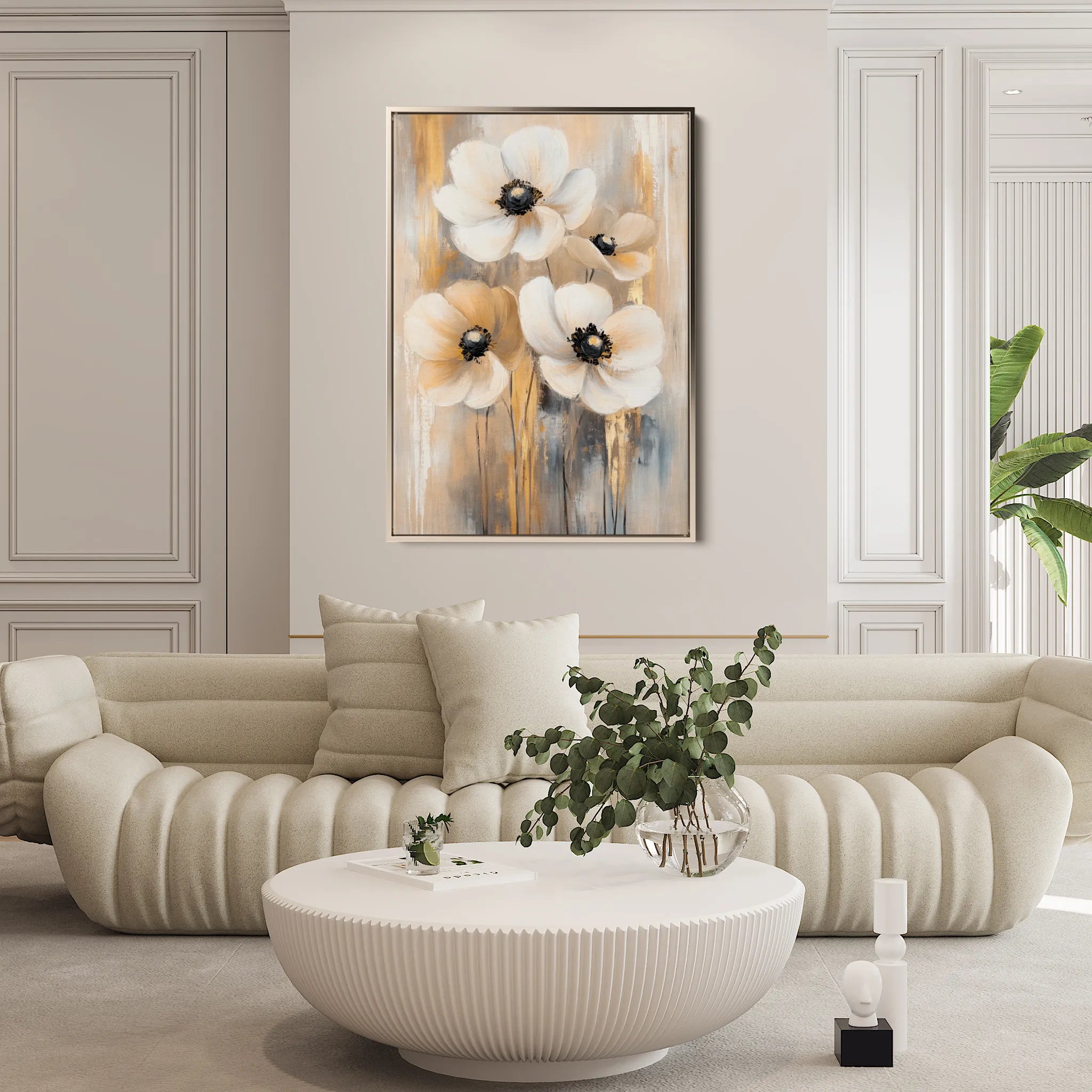Floral 1424 Canvas Art 18" x 24" / 45 x 60 cm / Black