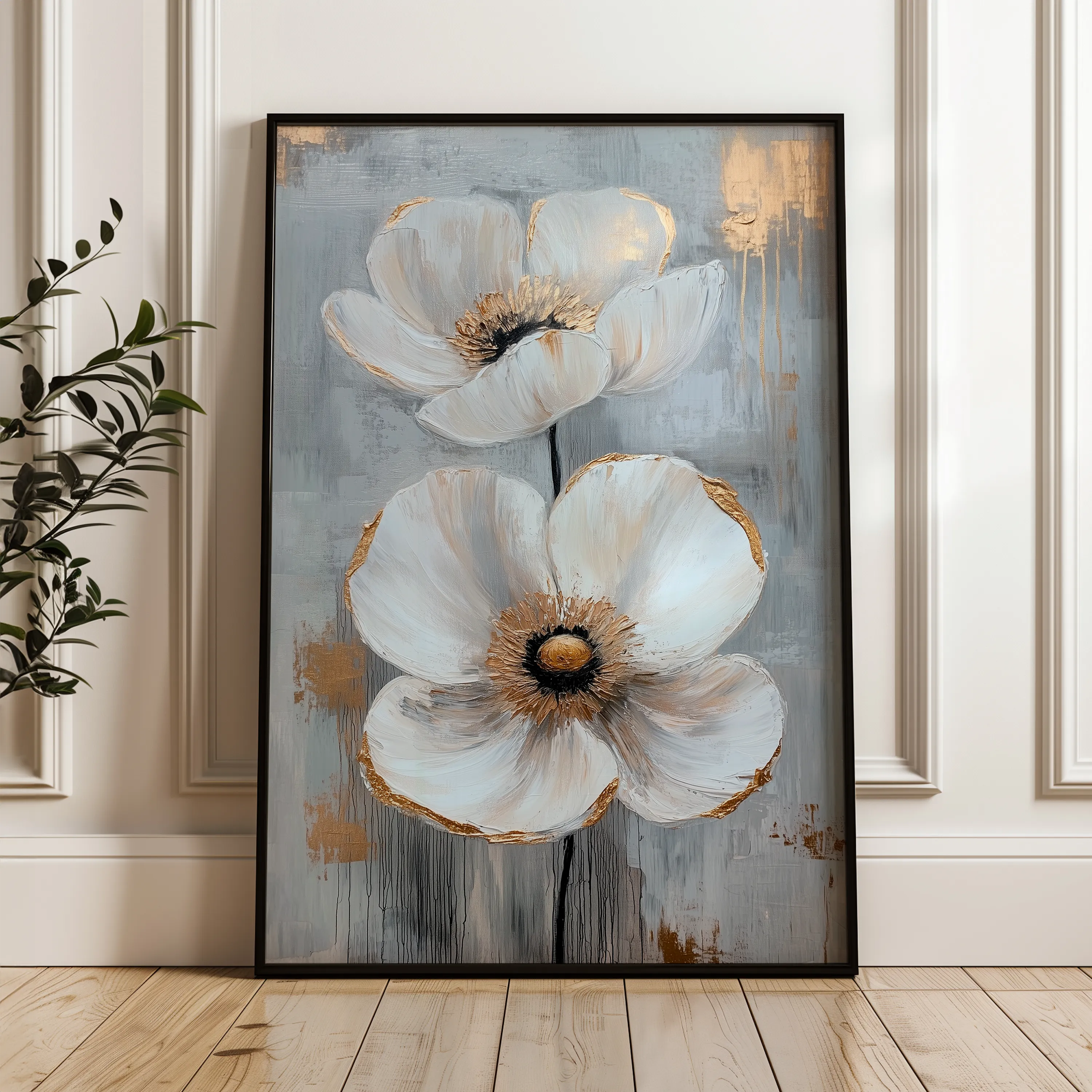 Floral 1425 Canvas Art 18" x 24" / 45 x 60 cm / Black