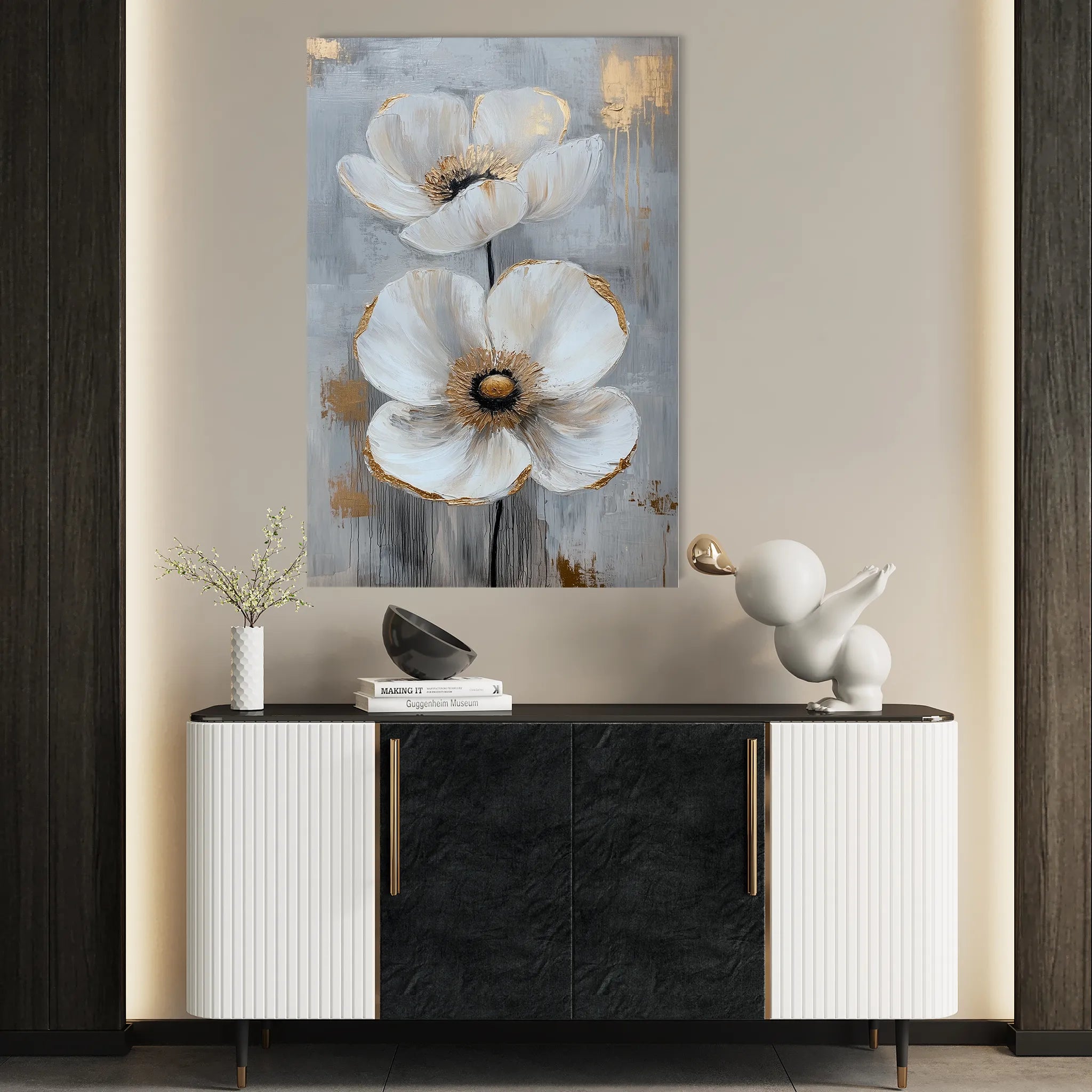 Floral 1425 Canvas Art 18" x 24" / 45 x 60 cm / Black