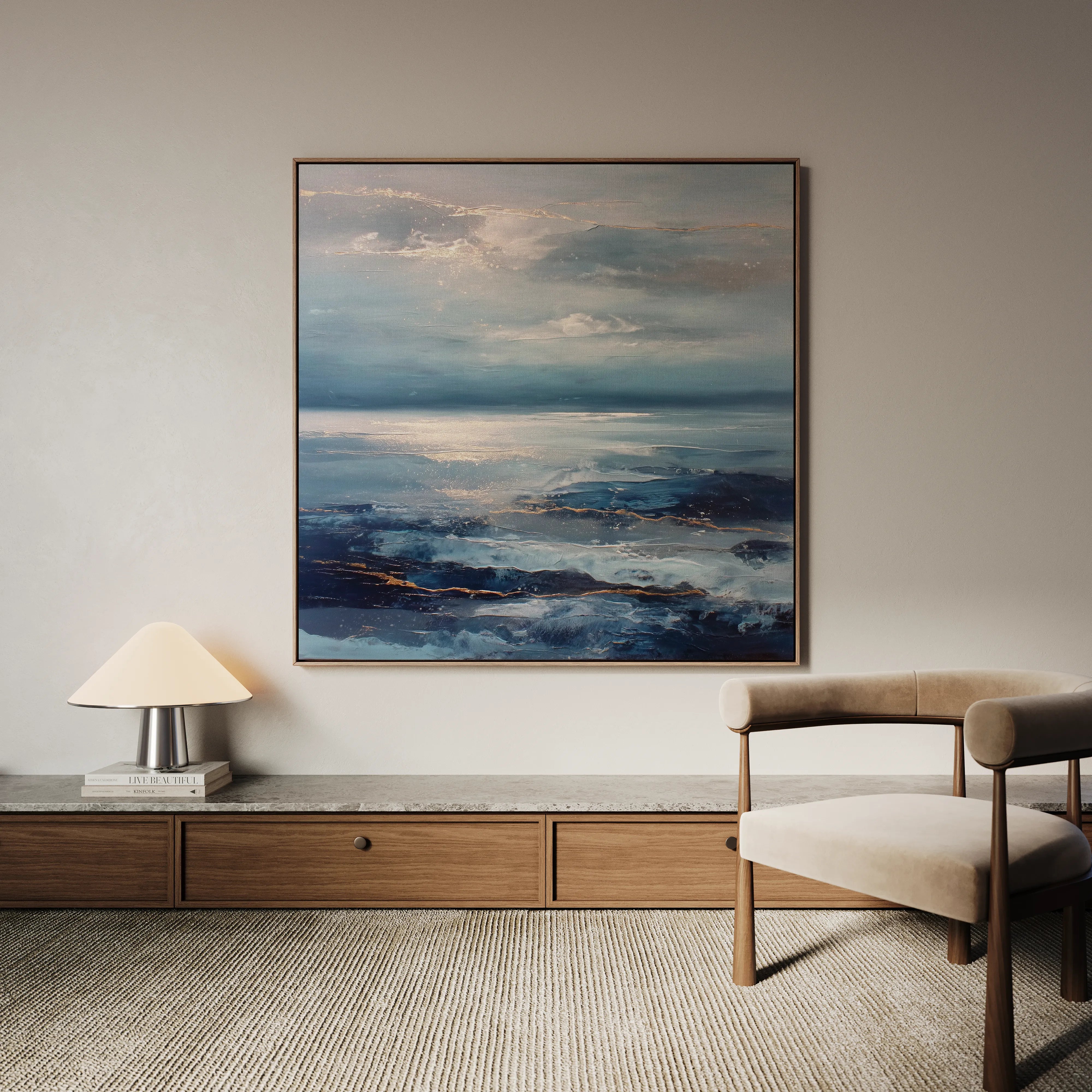 Abstract 1427 Canvas Art 16" x 16" / 40 x 40 cm / Black