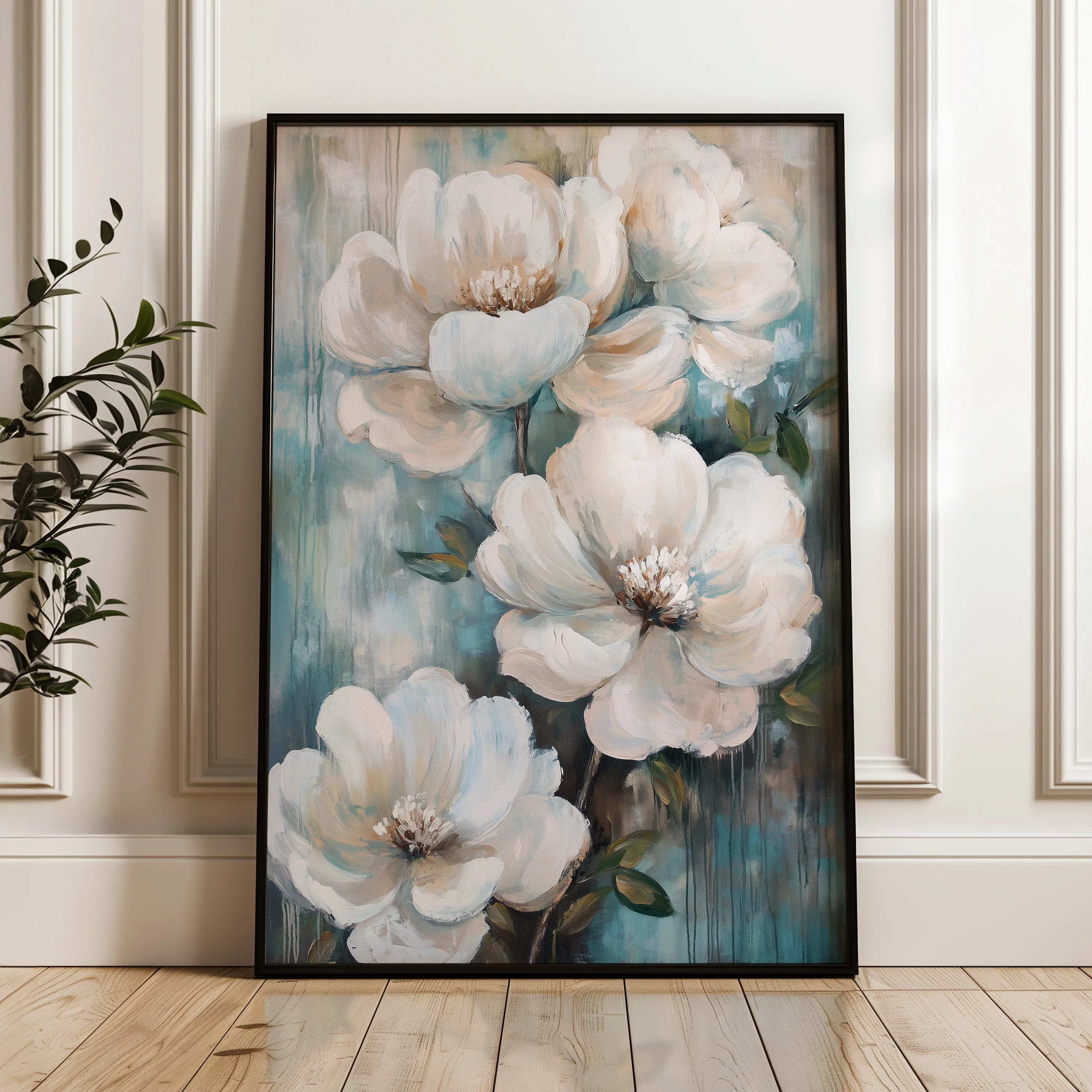 Floral 1427 Canvas Art 18" x 24" / 45 x 60 cm / Black