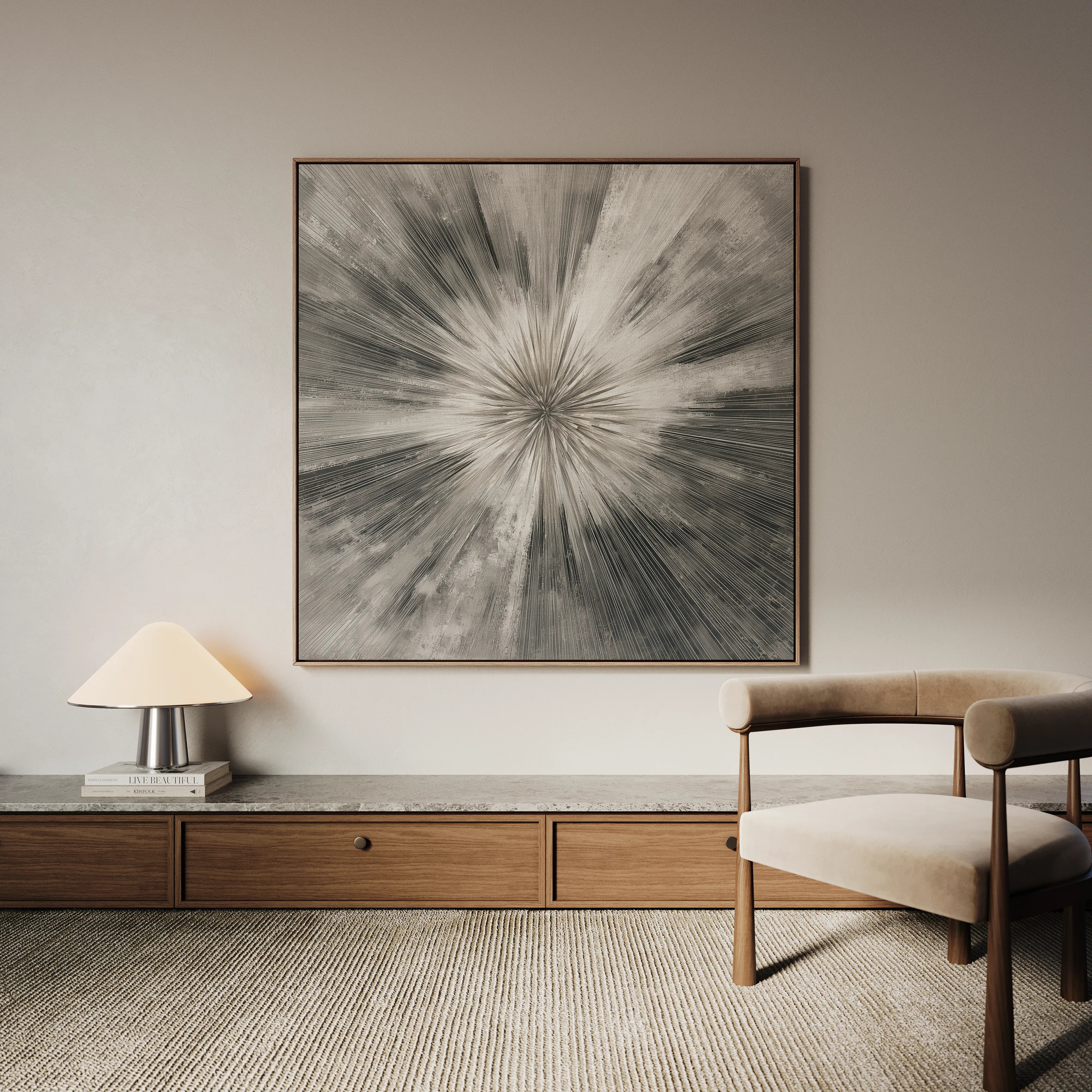 Abstract 1429 Canvas Art 16" x 16" / 40 x 40 cm / Black