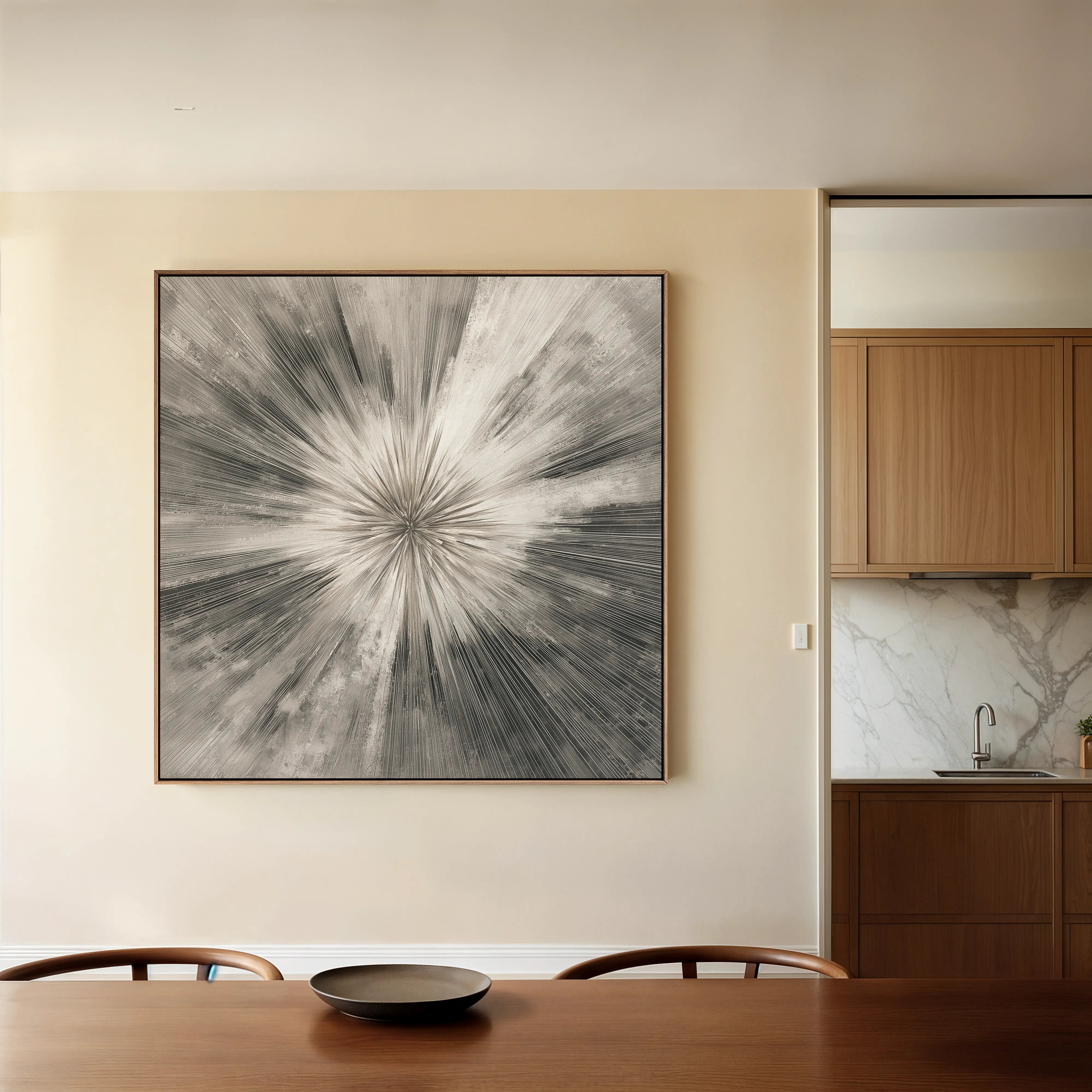 Abstract 1429 Canvas Art 16" x 16" / 40 x 40 cm / Black