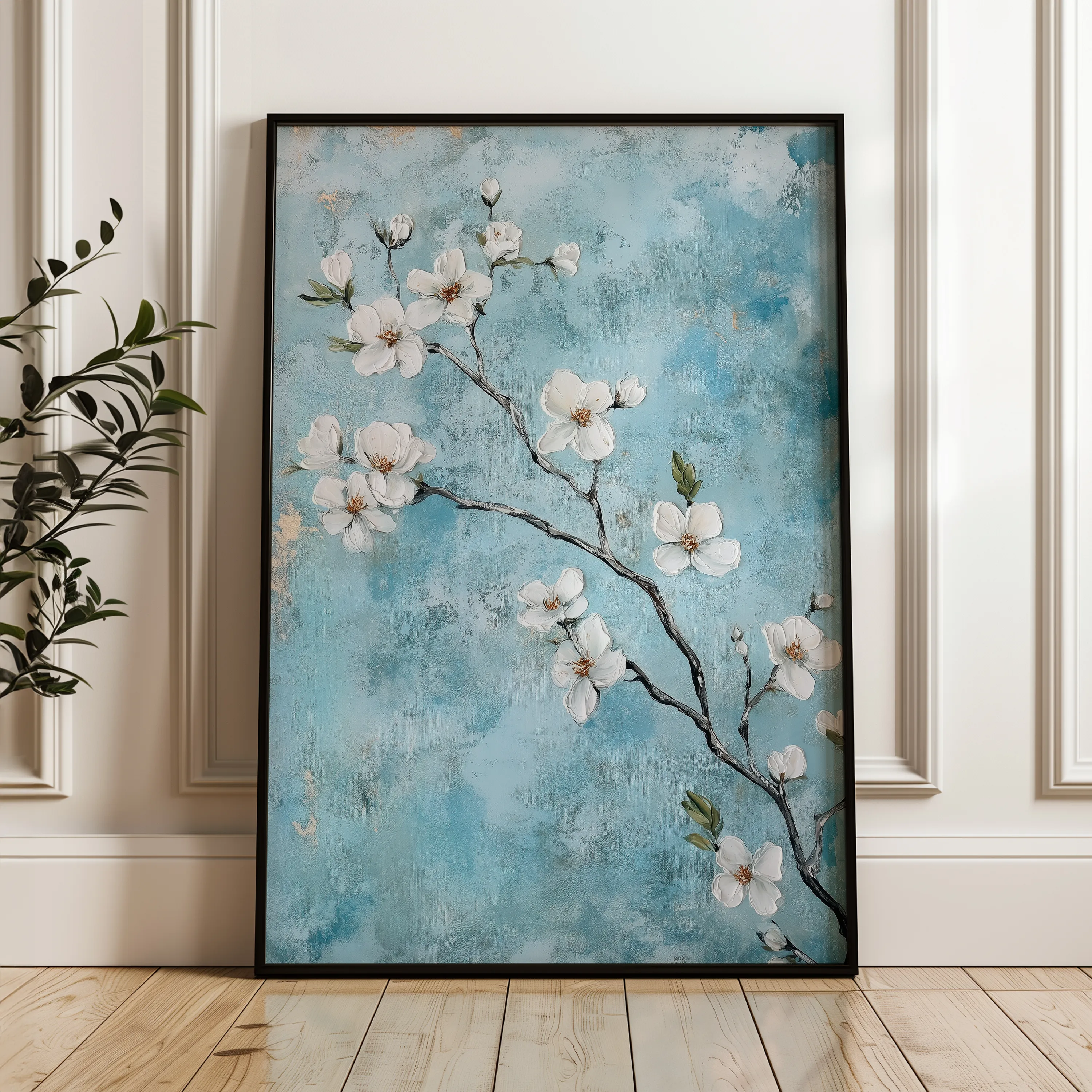 Floral 1429 Canvas Art 18" x 24" / 45 x 60 cm / Black