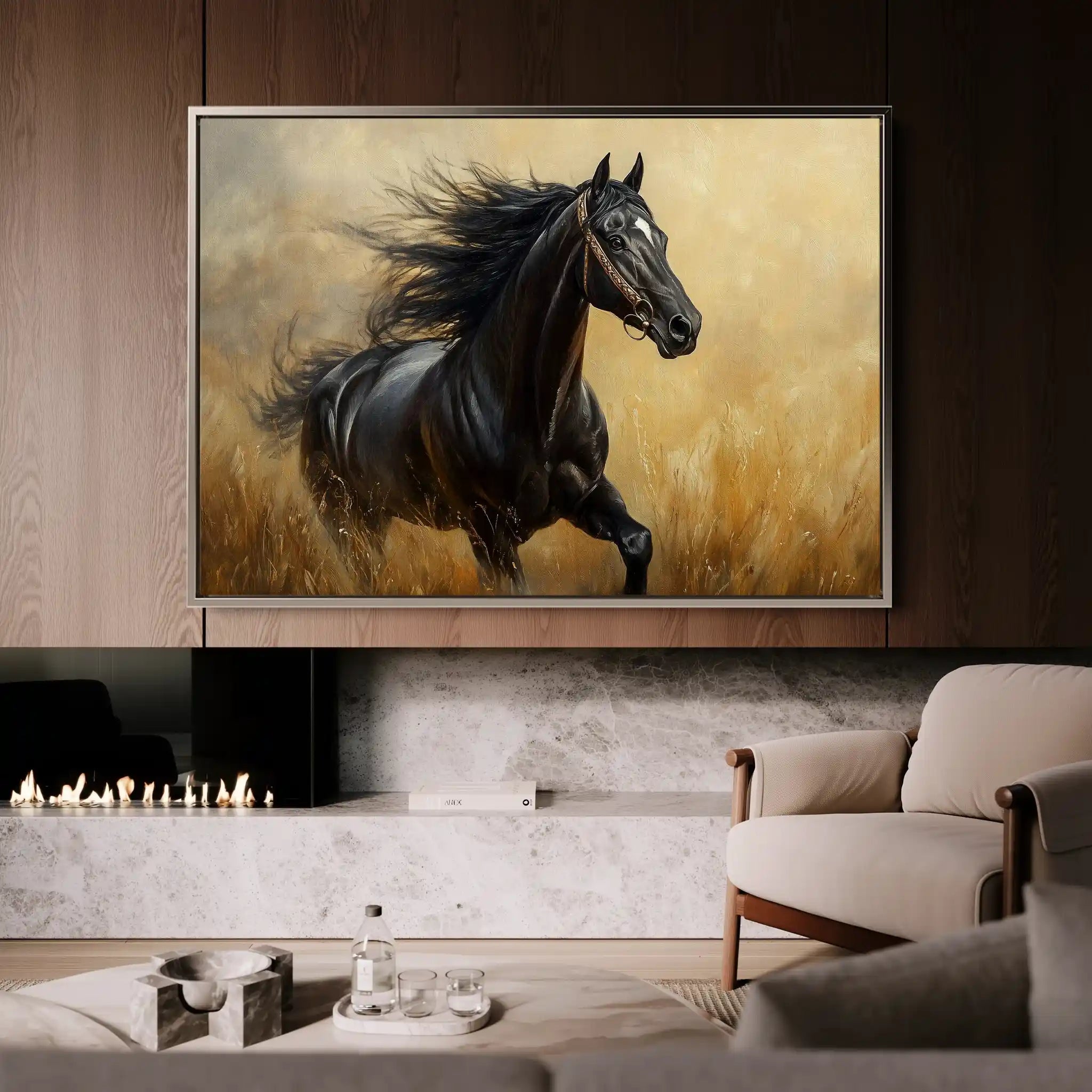 Horses 143 Canvas Art 60 x 40 cm / Black