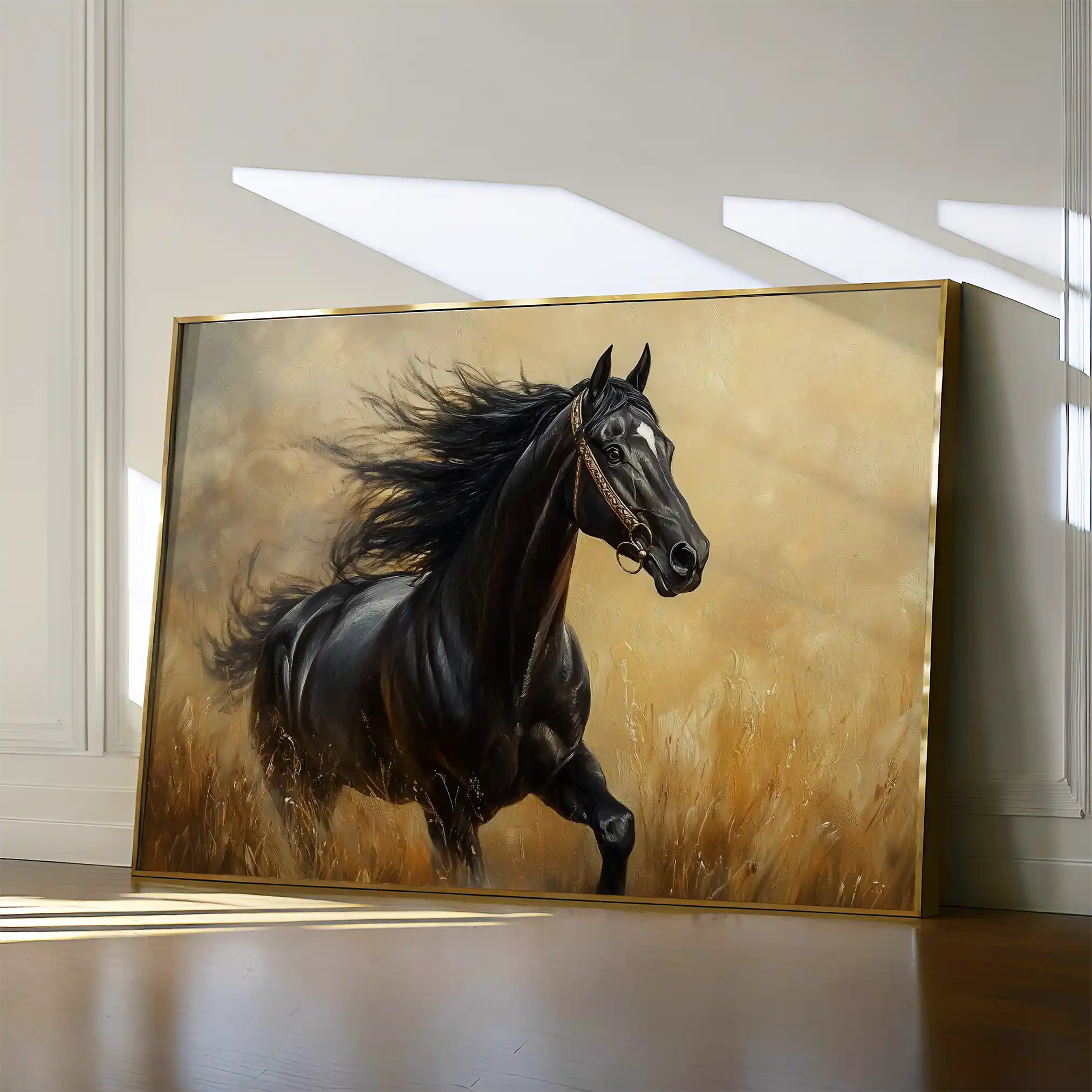 Horses 143 Canvas Art 60 x 40 cm / Black