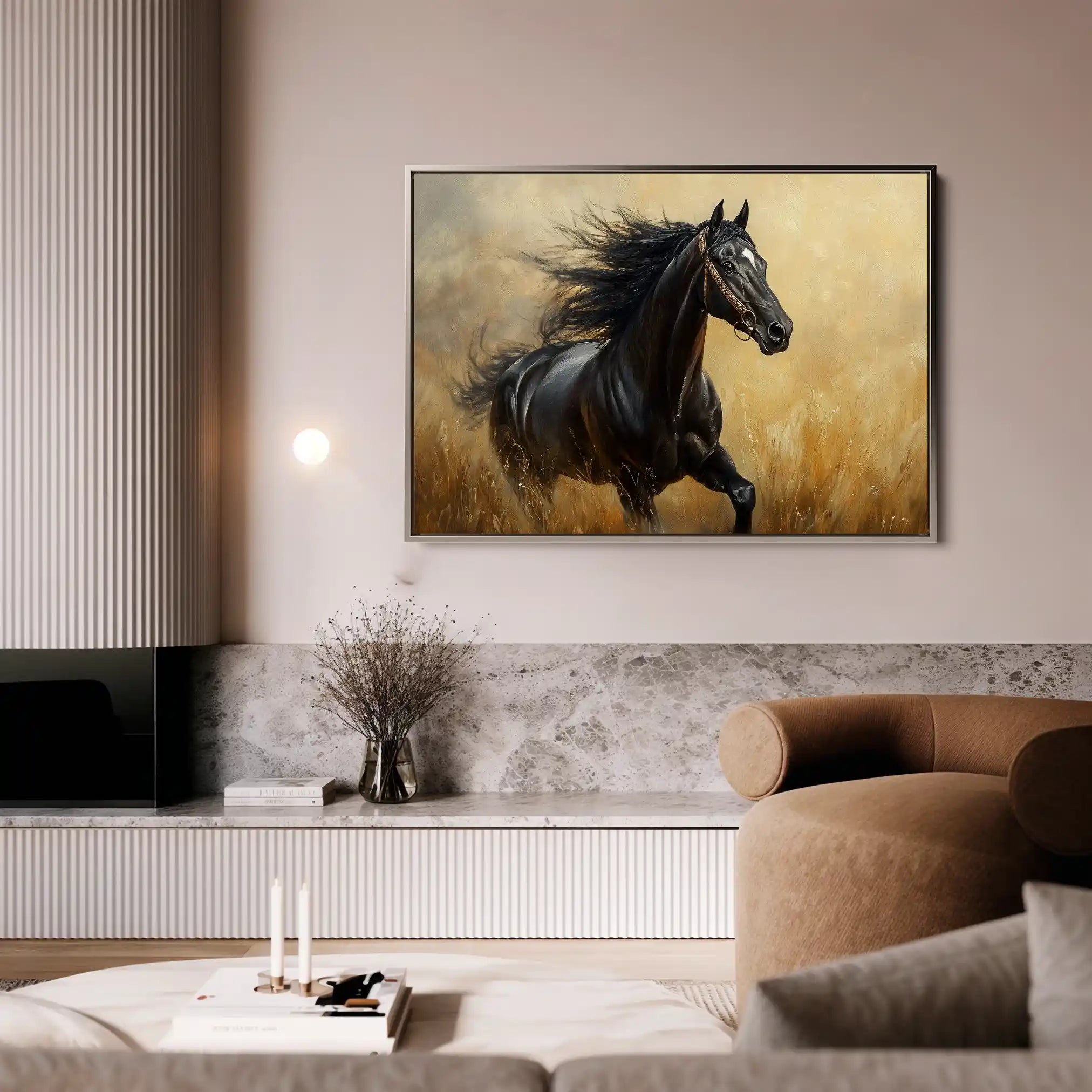 Horses 143 Canvas Art 60 x 40 cm / Black