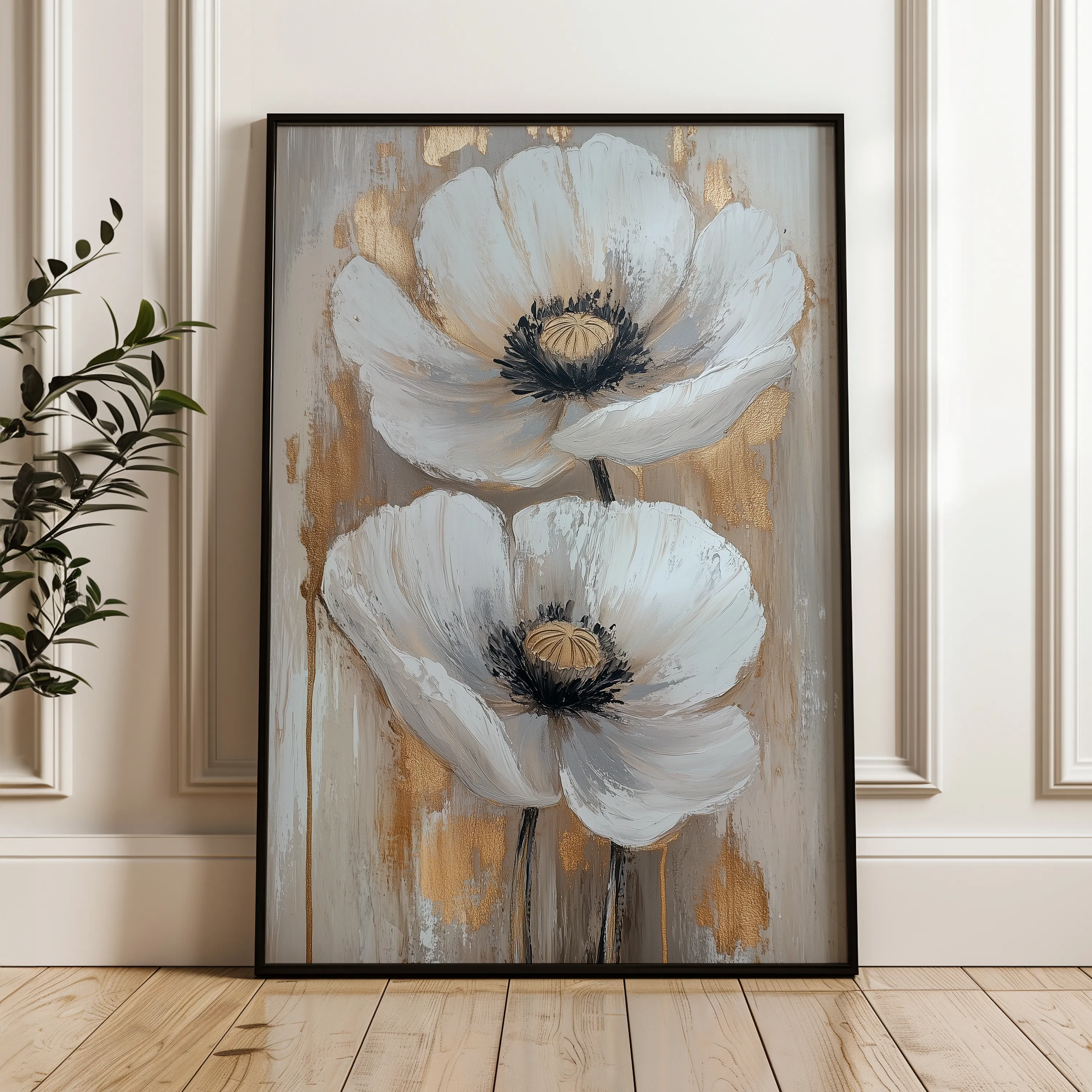 Floral 1430 Canvas Art 18" x 24" / 45 x 60 cm / Black