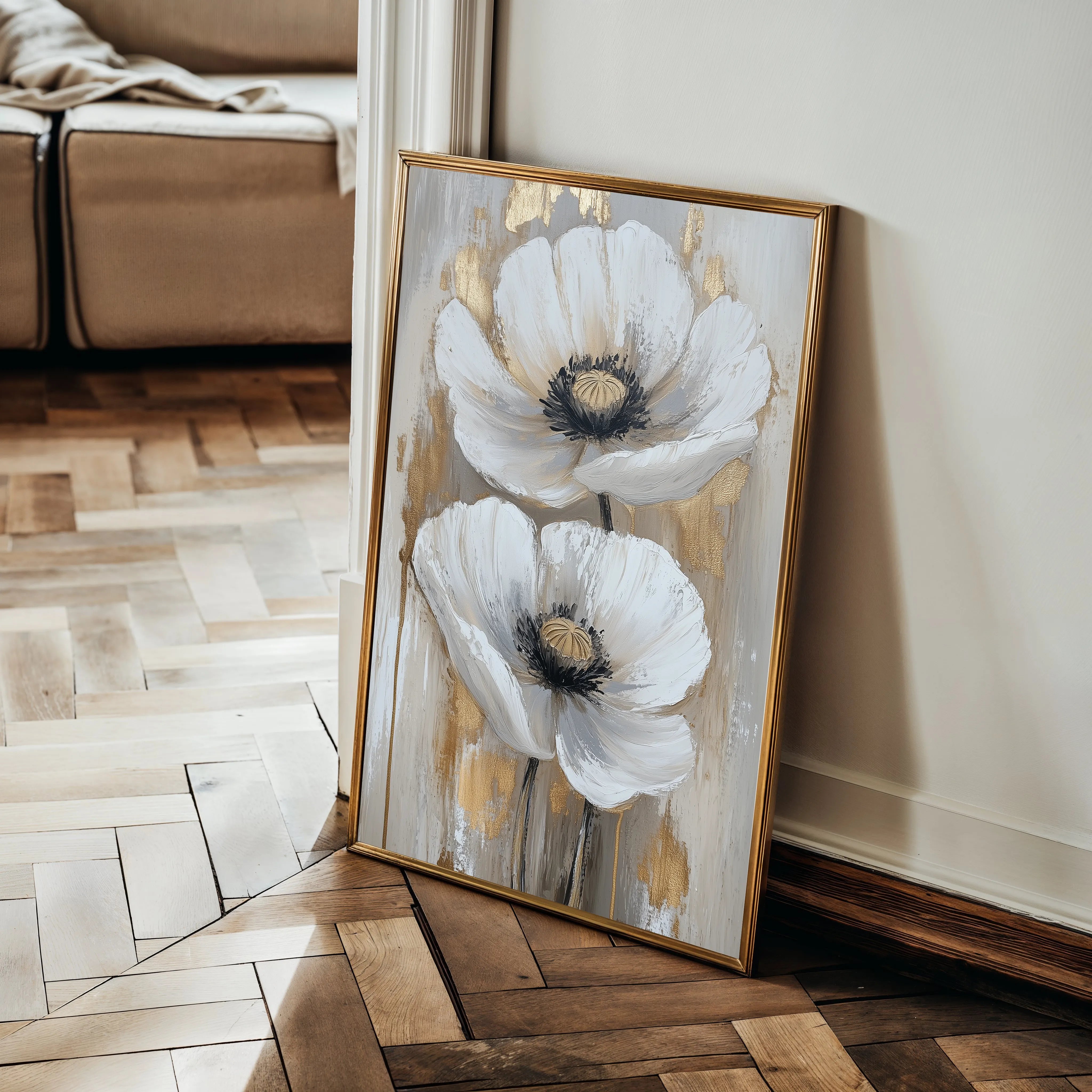 Floral 1430 Canvas Art 18" x 24" / 45 x 60 cm / Black