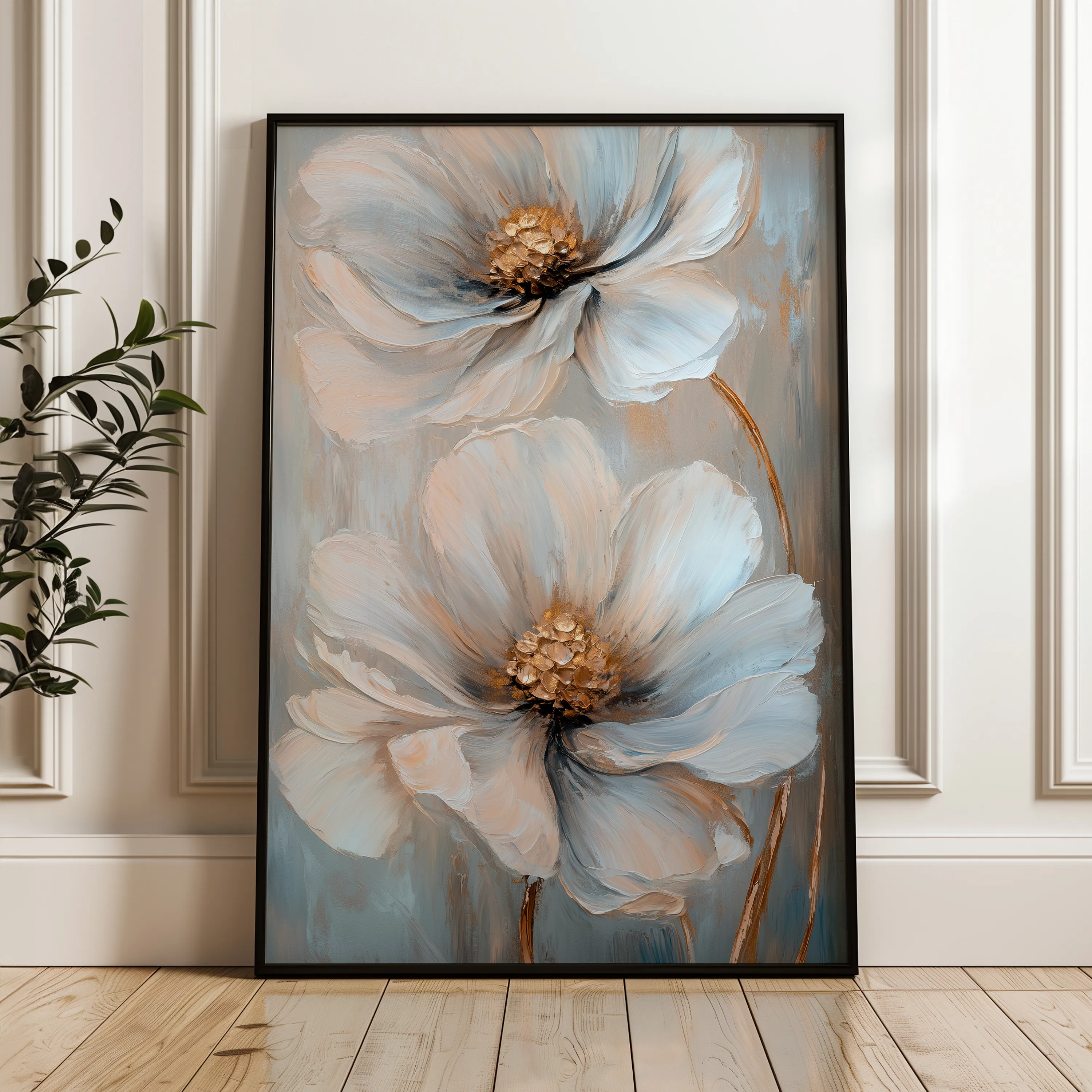 Floral 1431 Canvas Art 18" x 24" / 45 x 60 cm / Black