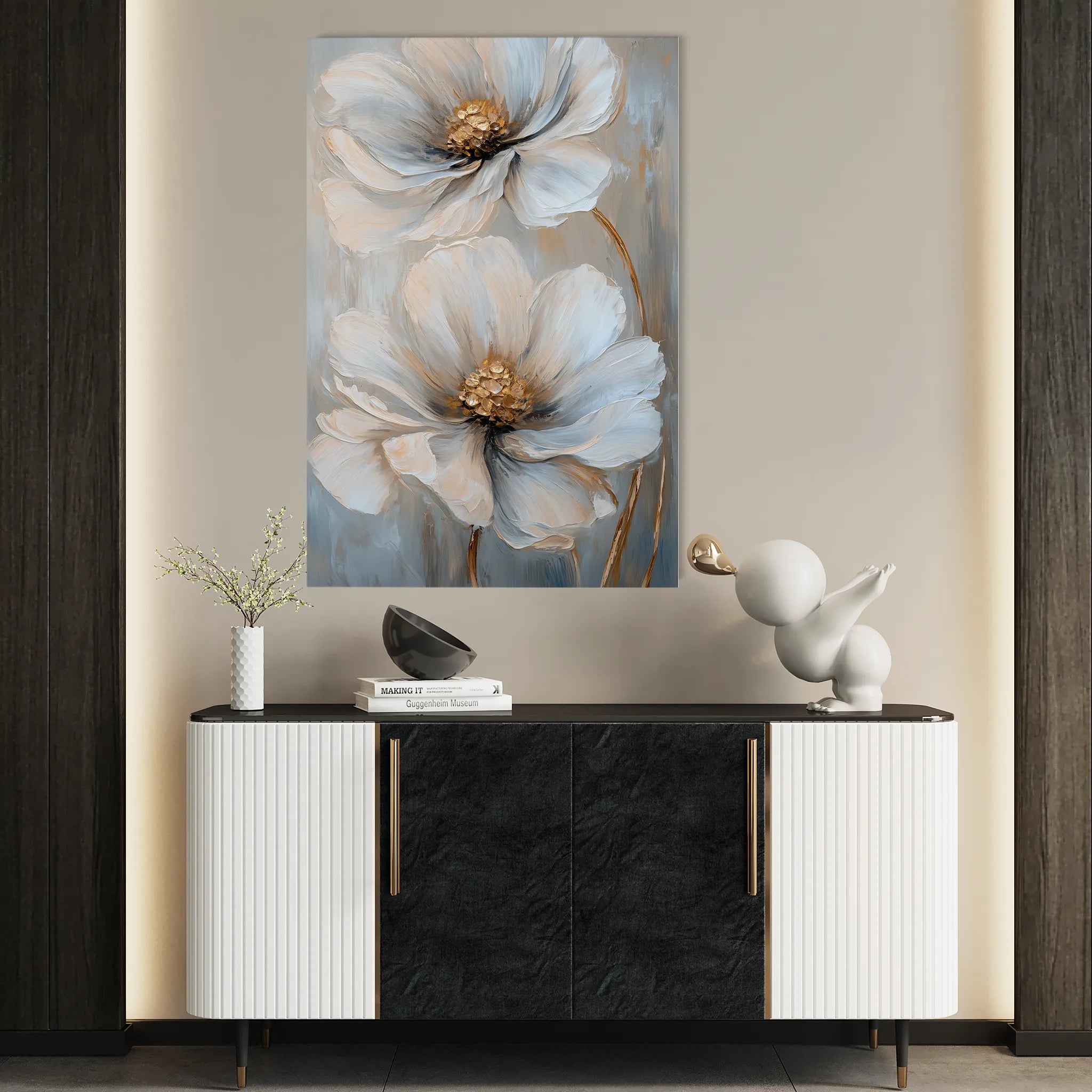 Floral 1431 Canvas Art 18" x 24" / 45 x 60 cm / Black