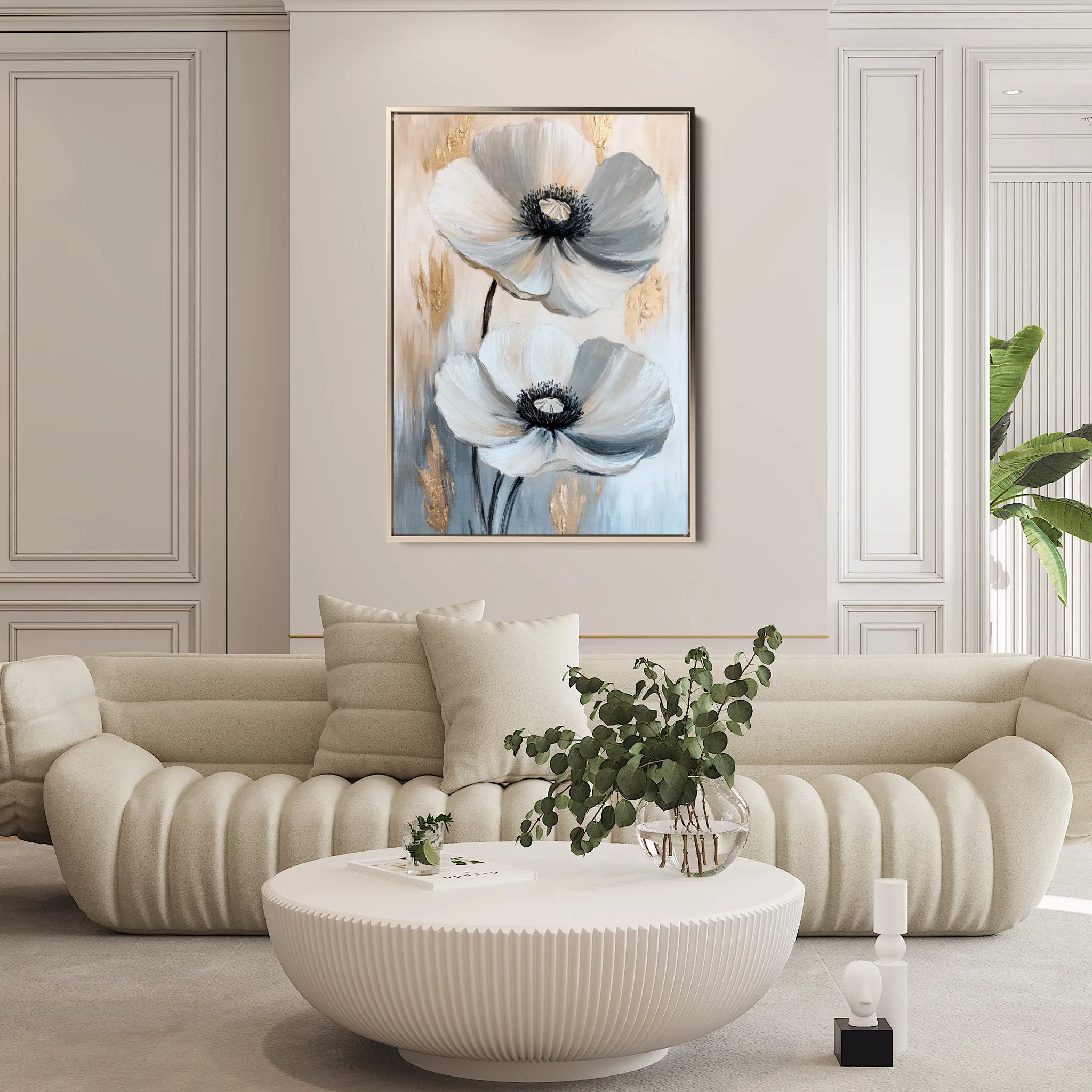 Floral 1432 Canvas Art 18" x 24" / 45 x 60 cm / Black