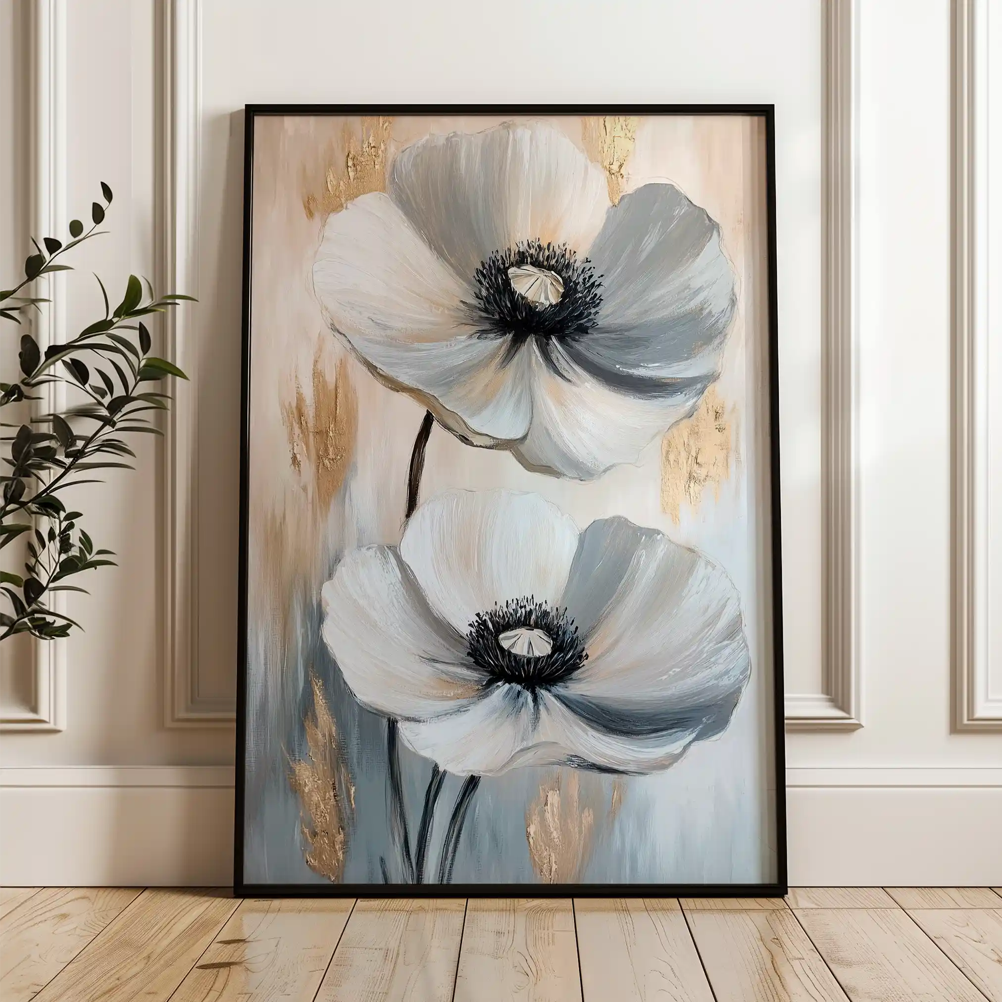 Floral 1432 Canvas Art 60 x 40 cm / Black