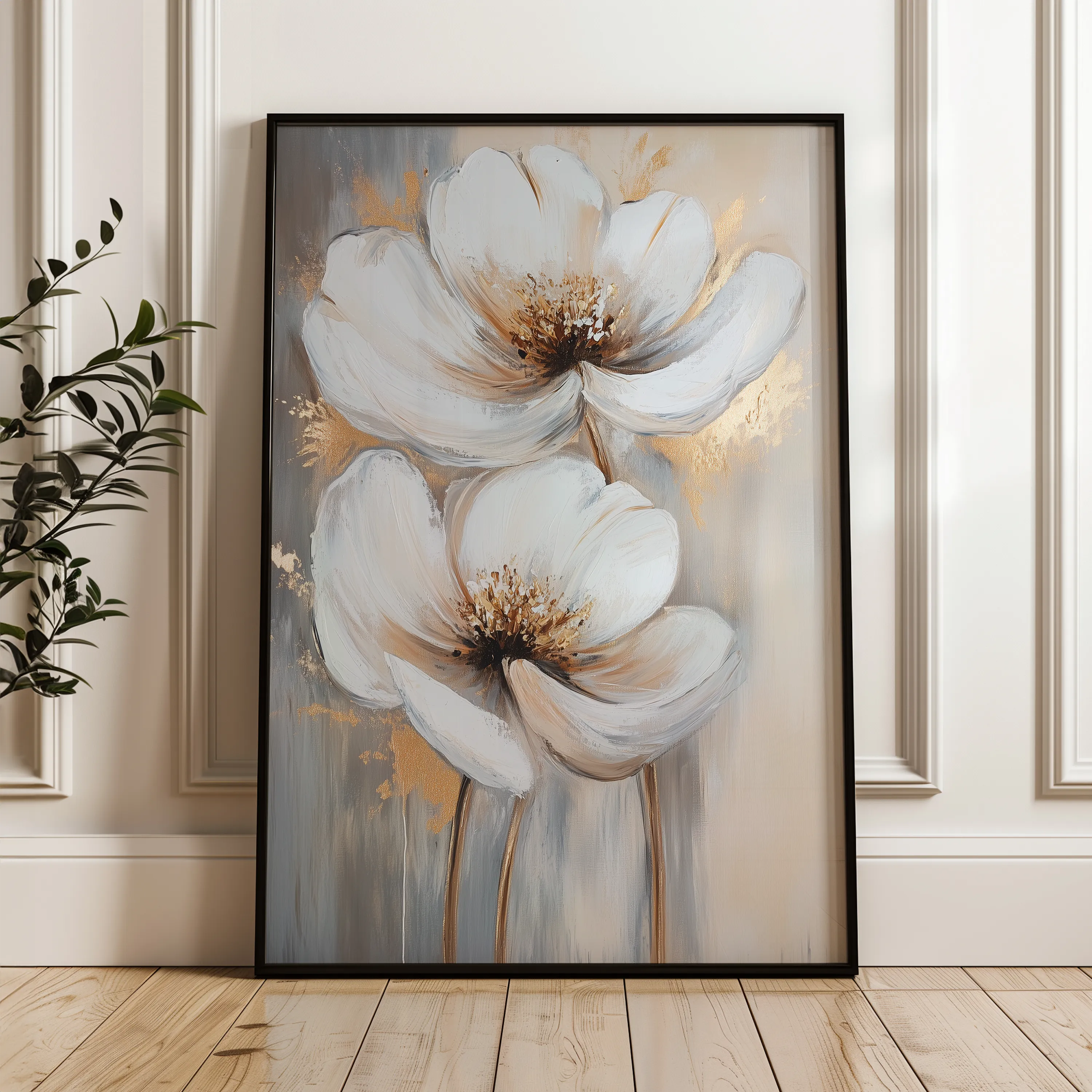 Floral 1433 Canvas Art 18" x 24" / 45 x 60 cm / Black