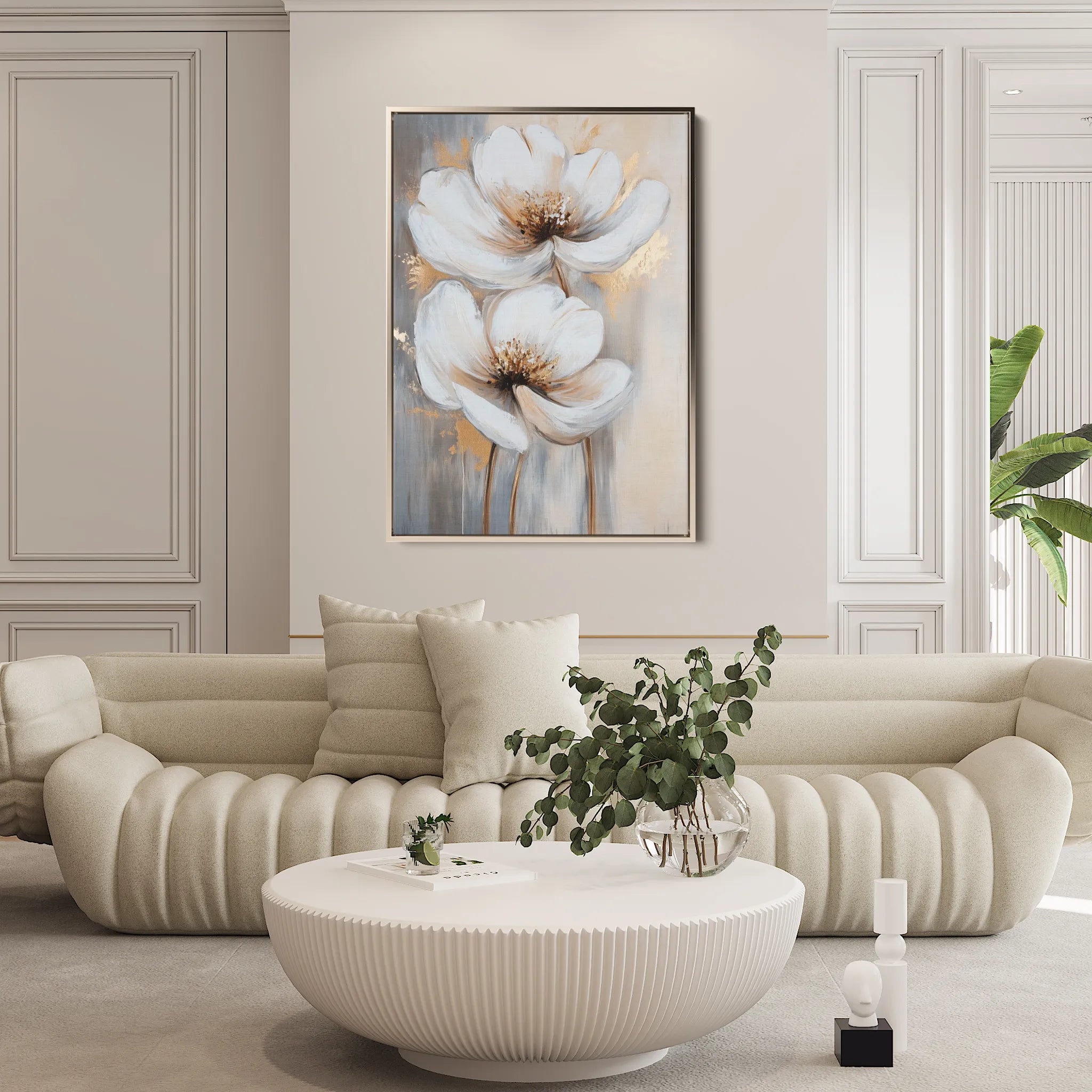 Floral 1433 Canvas Art 18" x 24" / 45 x 60 cm / Black