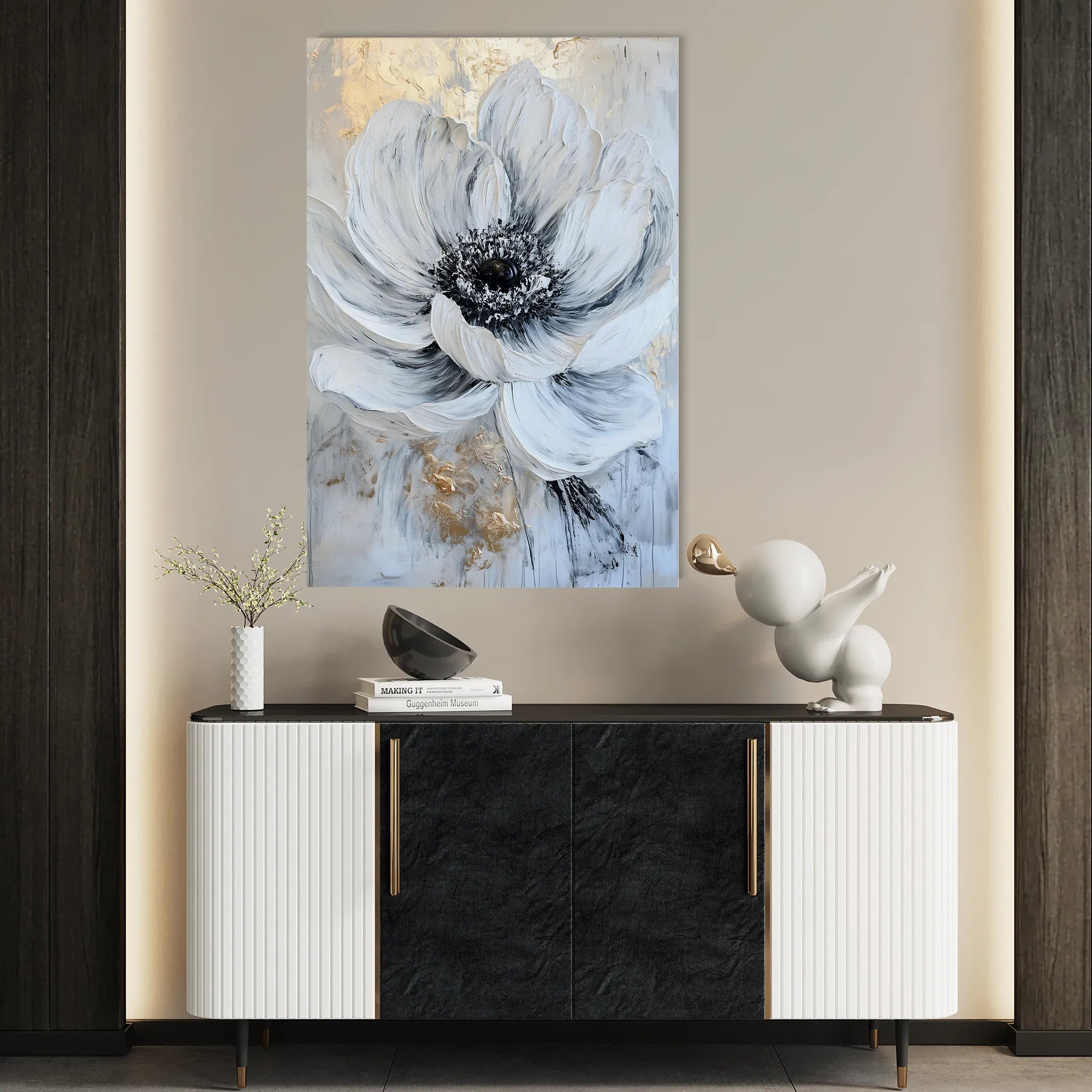 Floral 1436 Canvas Art 18" x 24" / 45 x 60 cm / Black