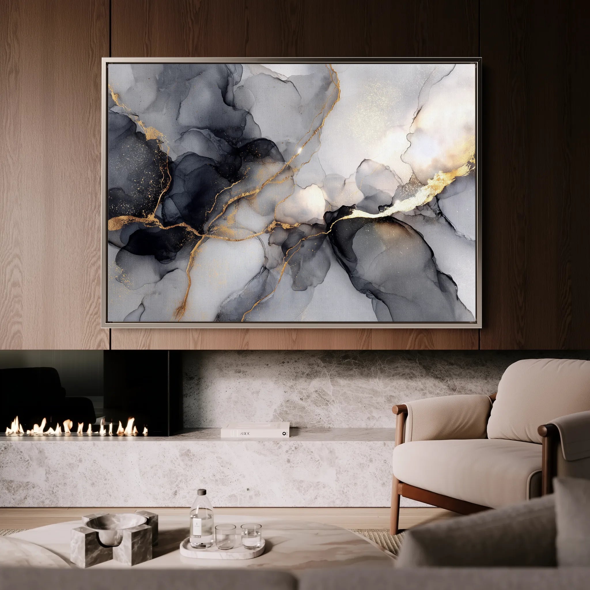 Abstract 1437 Canvas Art 18" x 24" / 45 x 60 cm / Black