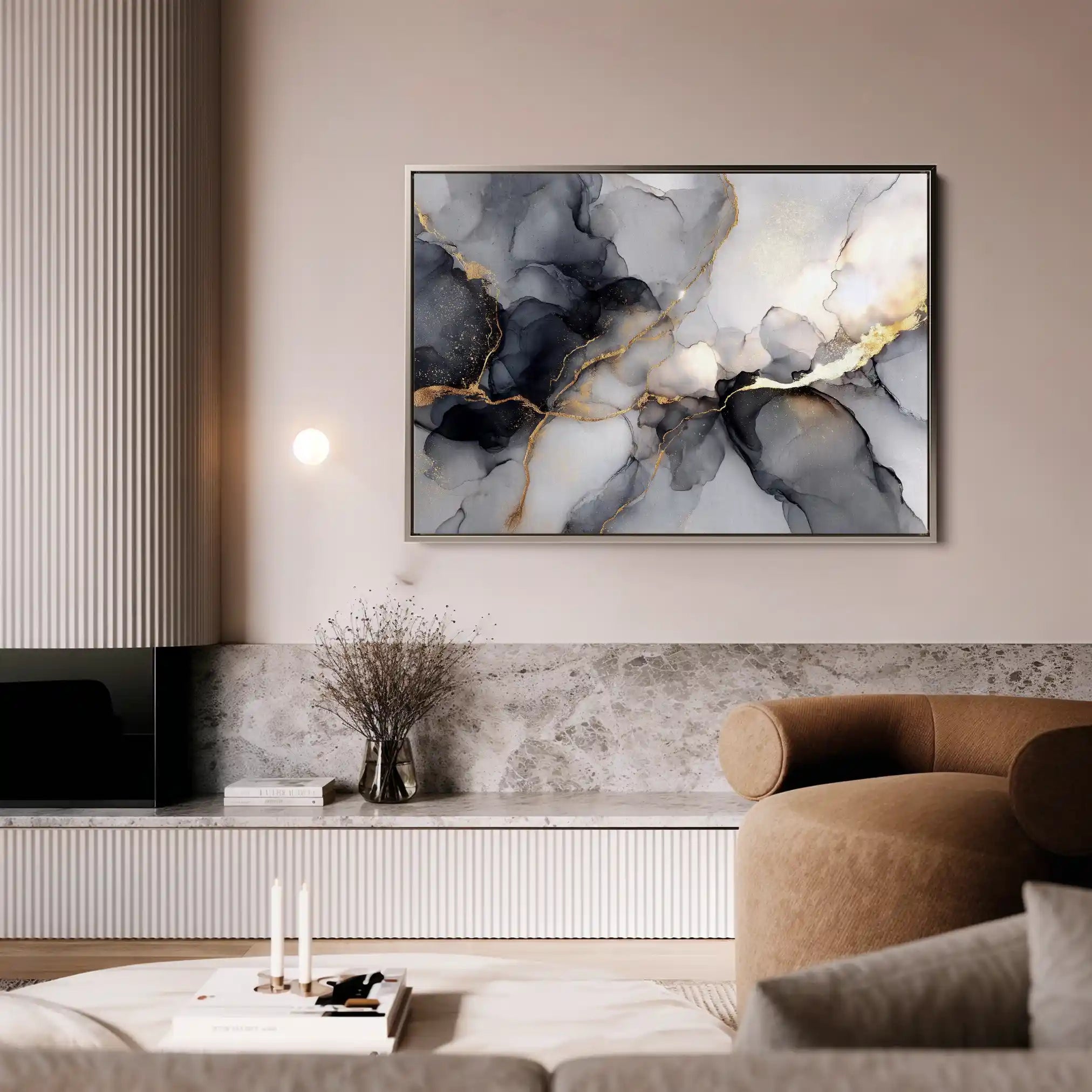 Abstract 1437 Canvas Art 60 x 40 cm / Black