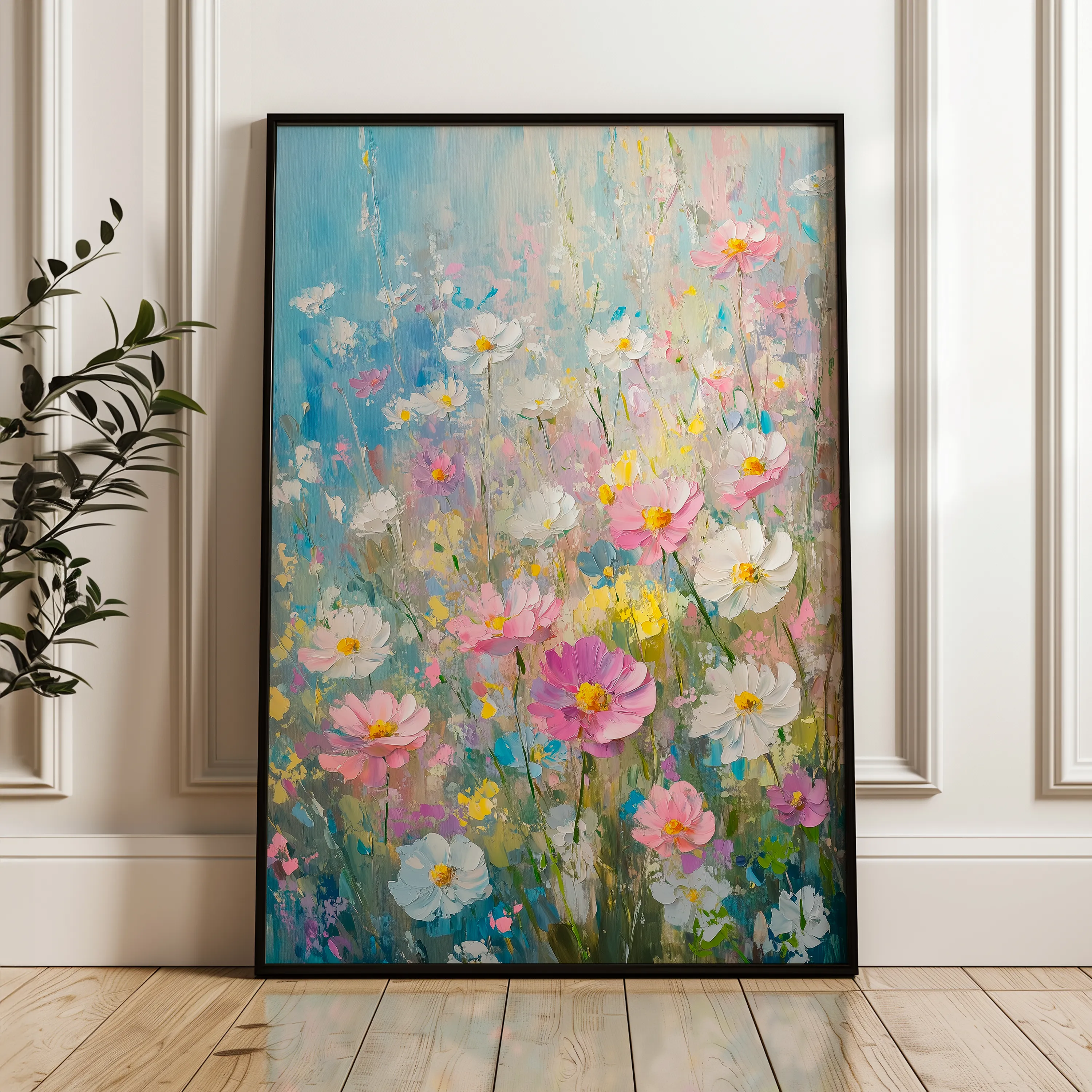 Floral 1437 Canvas Art 18" x 24" / 45 x 60 cm / Black
