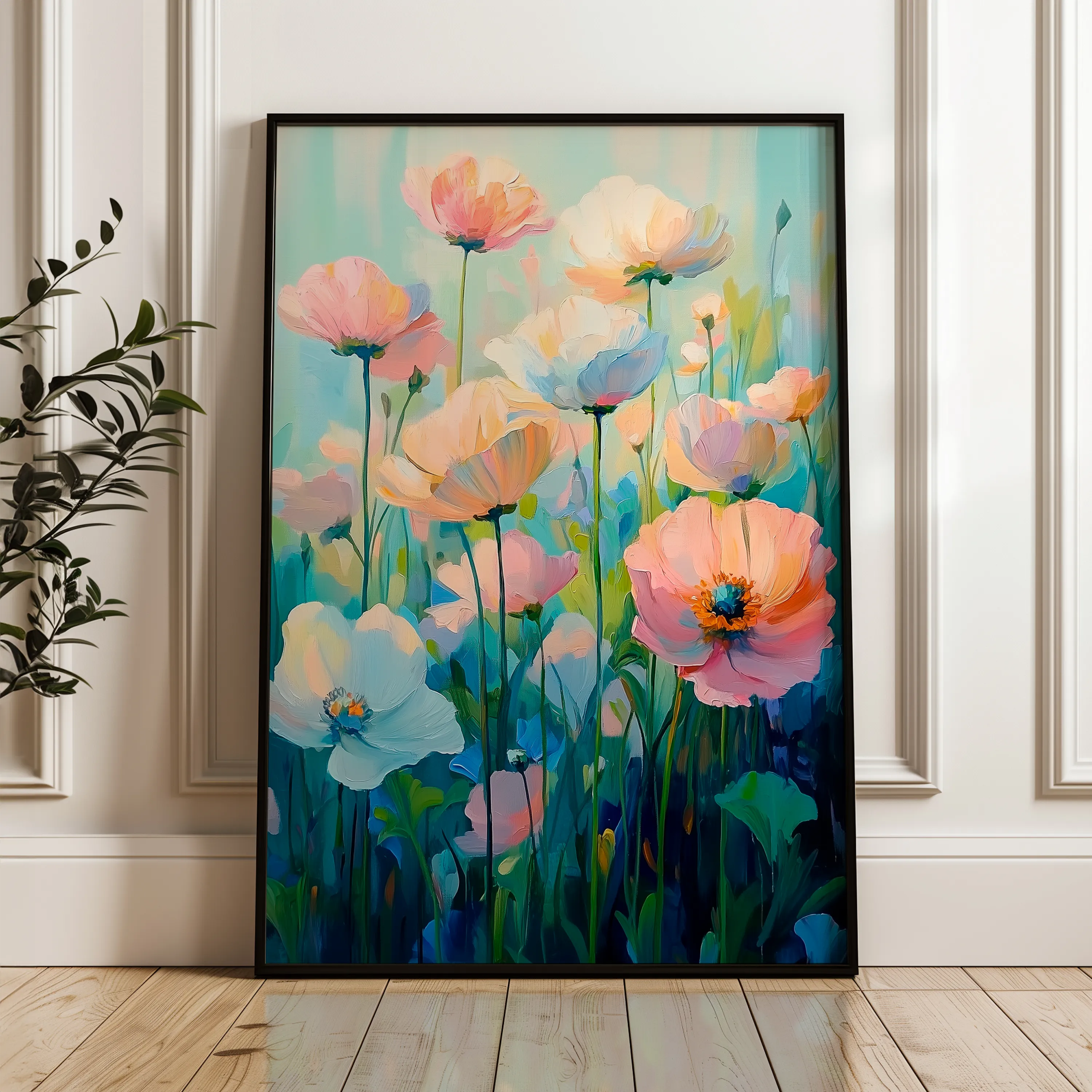 Floral 1438 Canvas Art 18" x 24" / 45 x 60 cm / Black