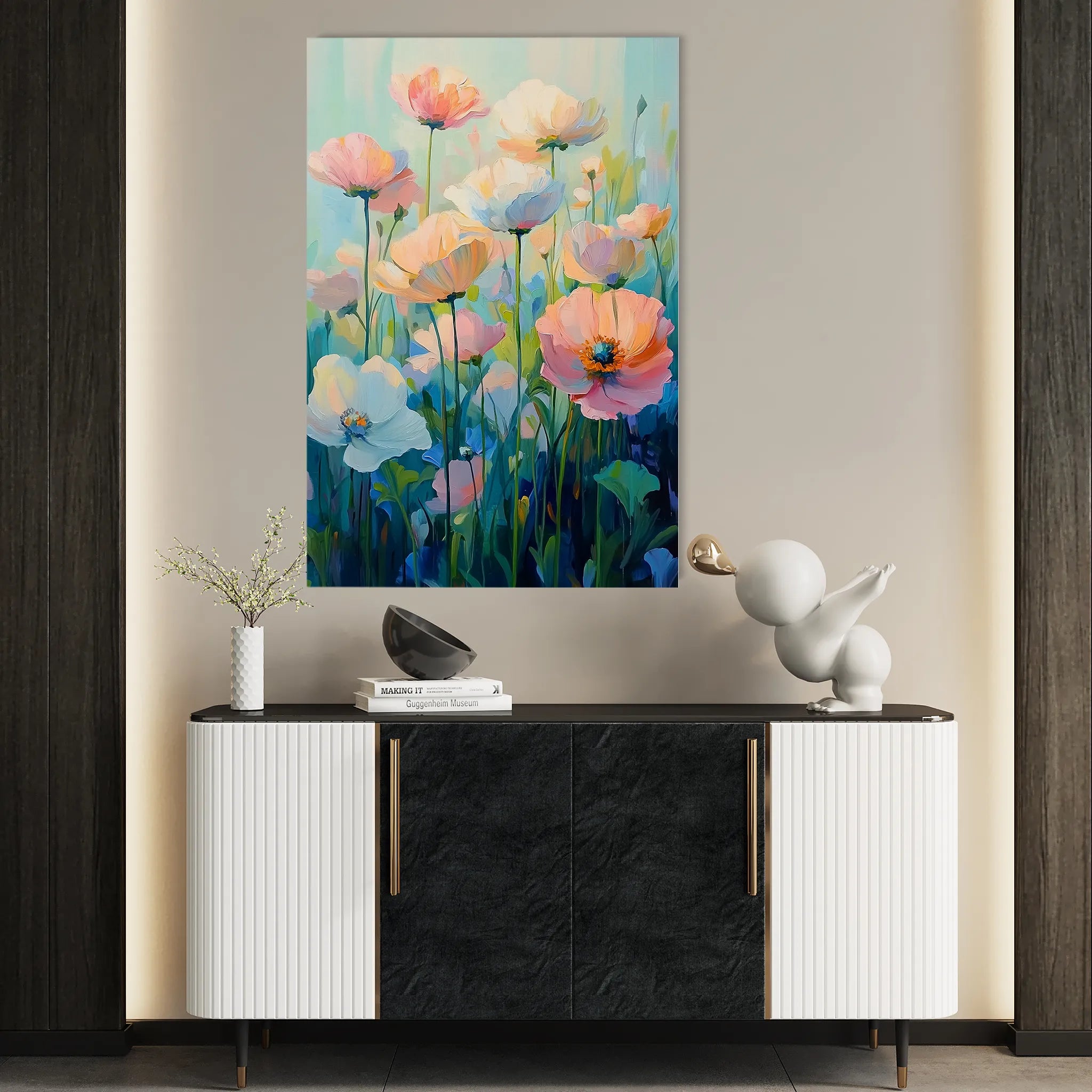 Floral 1438 Canvas Art 18" x 24" / 45 x 60 cm / Black