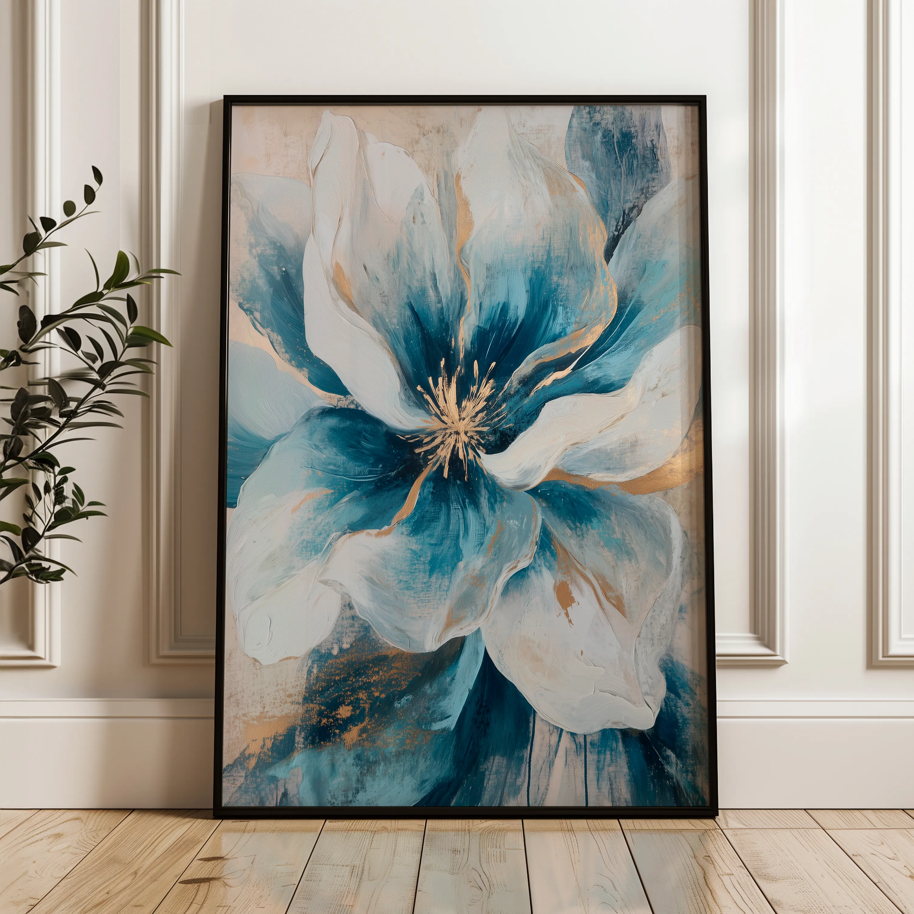 Floral 1439 Canvas Art 18" x 24" / 45 x 60 cm / Black