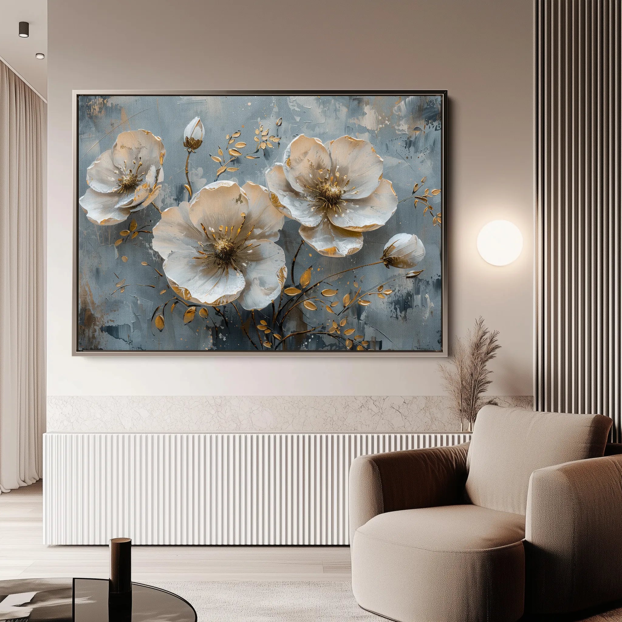 Floral 144 Canvas Art 18" x 24" / 45 x 60 cm / Black