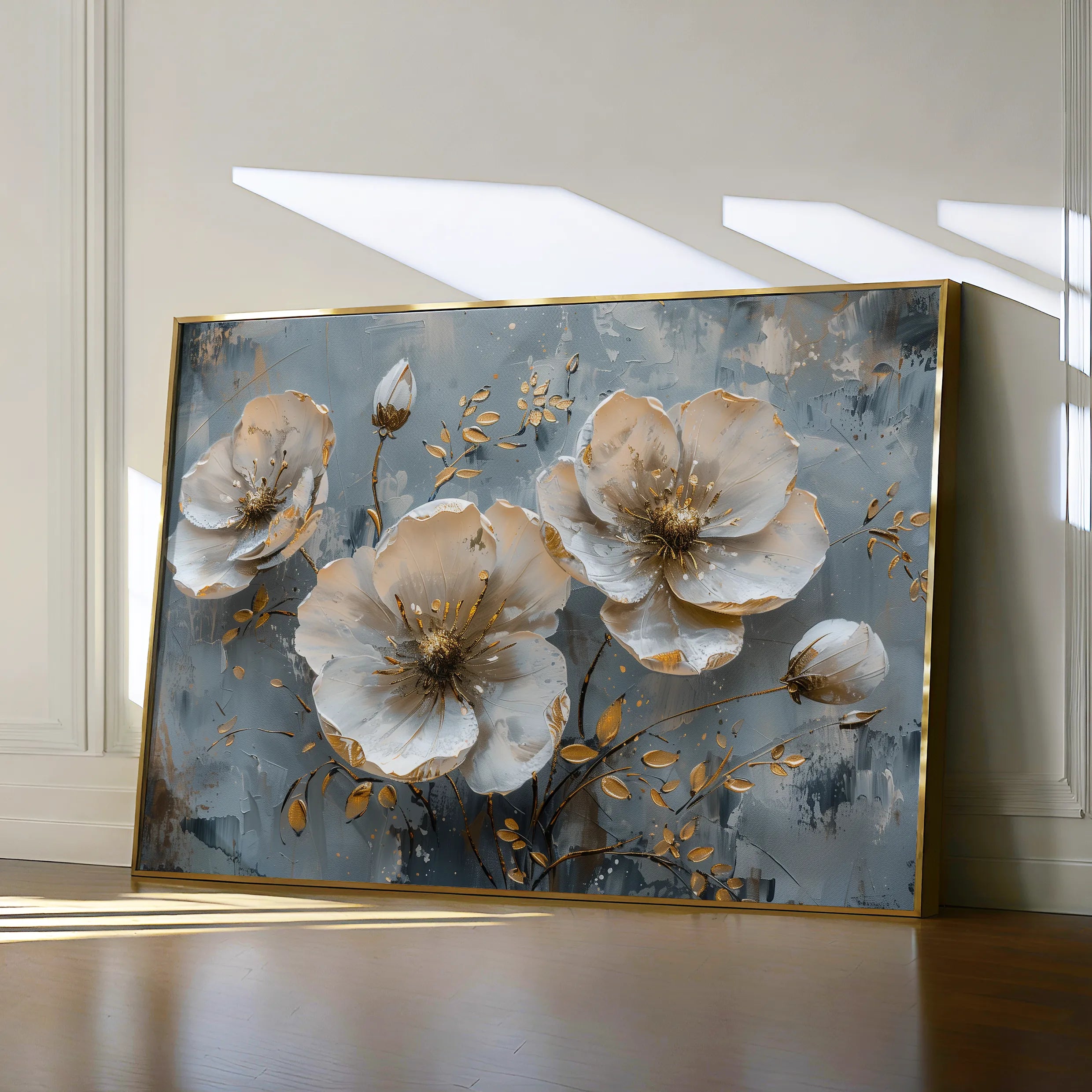 Floral 144 Canvas Art 18" x 24" / 45 x 60 cm / Black